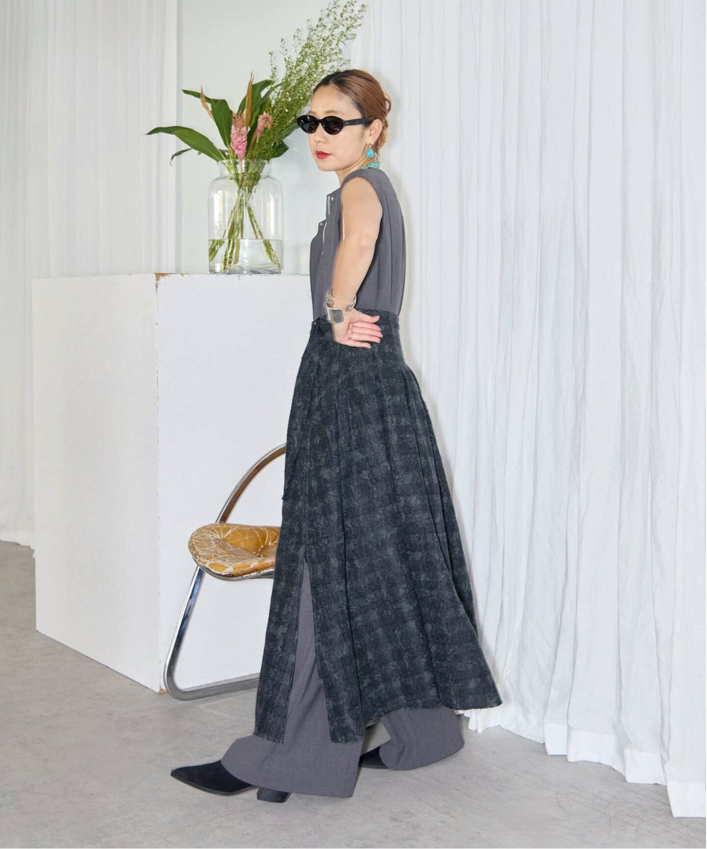 Tanc TOKYO LACECHECK OVER SKIRT TC25B-021：スカート（ロング