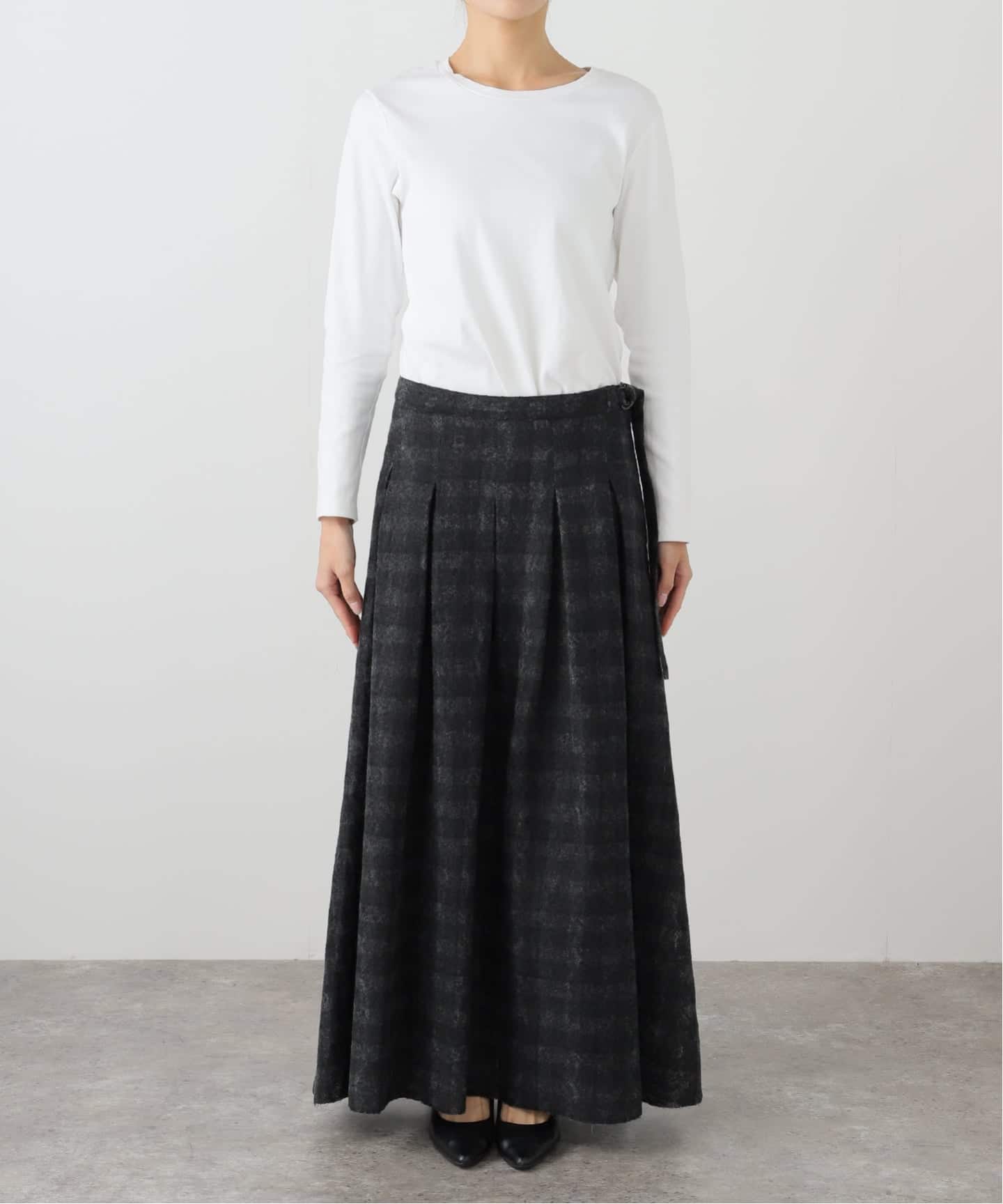 CITY ゴールドスカート Tanc TOKYO LACECHECK OVER SKIRT TC25B-021：スカート（ロング