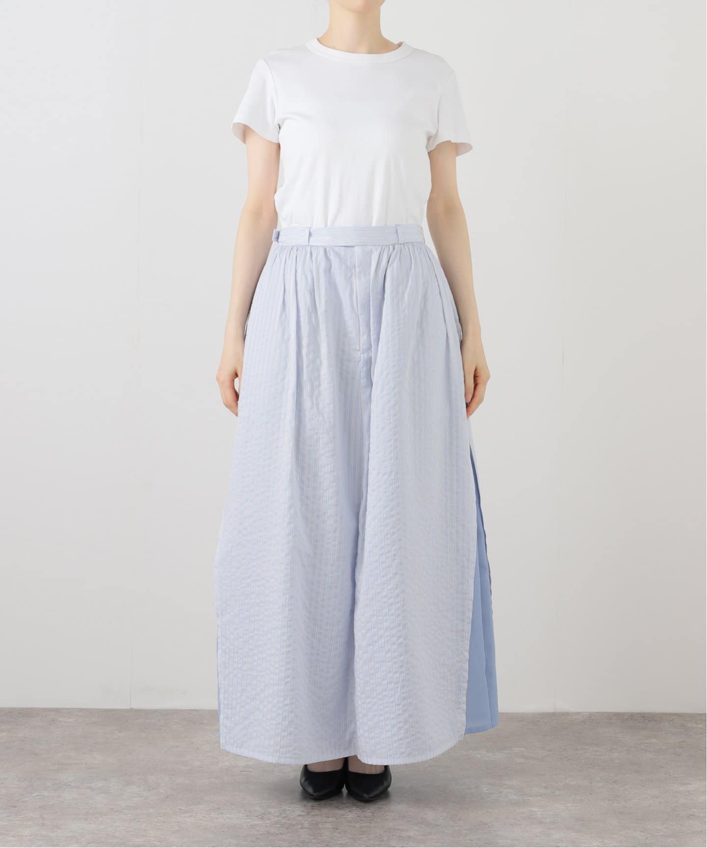 MIOSMOKEY STRIPE SHEER COMBI SKIRT 251SK002-A：スカート