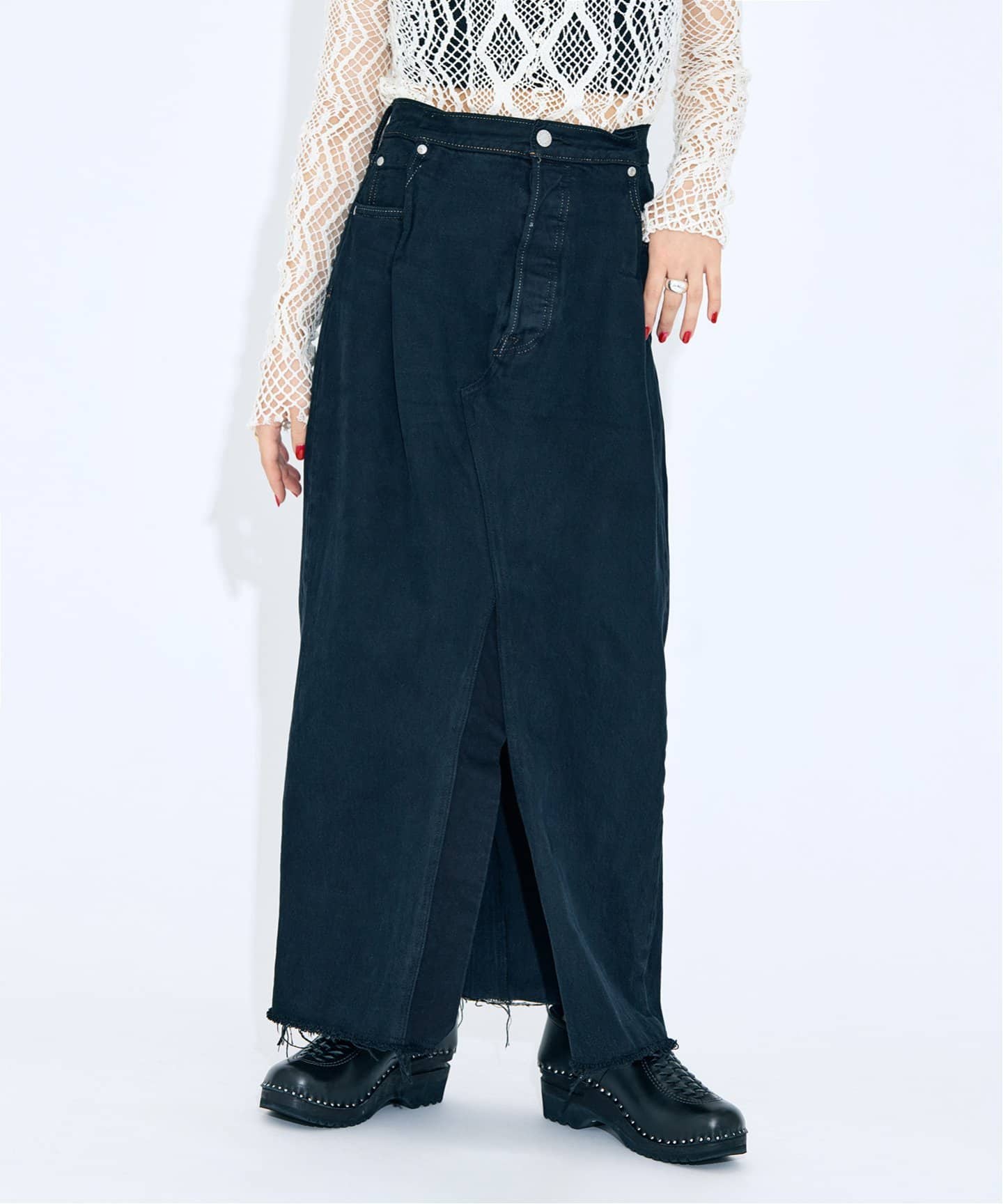 ランキング2025 QUIITO Q25S-S007CS：デニムスカート（ロング SKIRT LINE I 別注 スカート