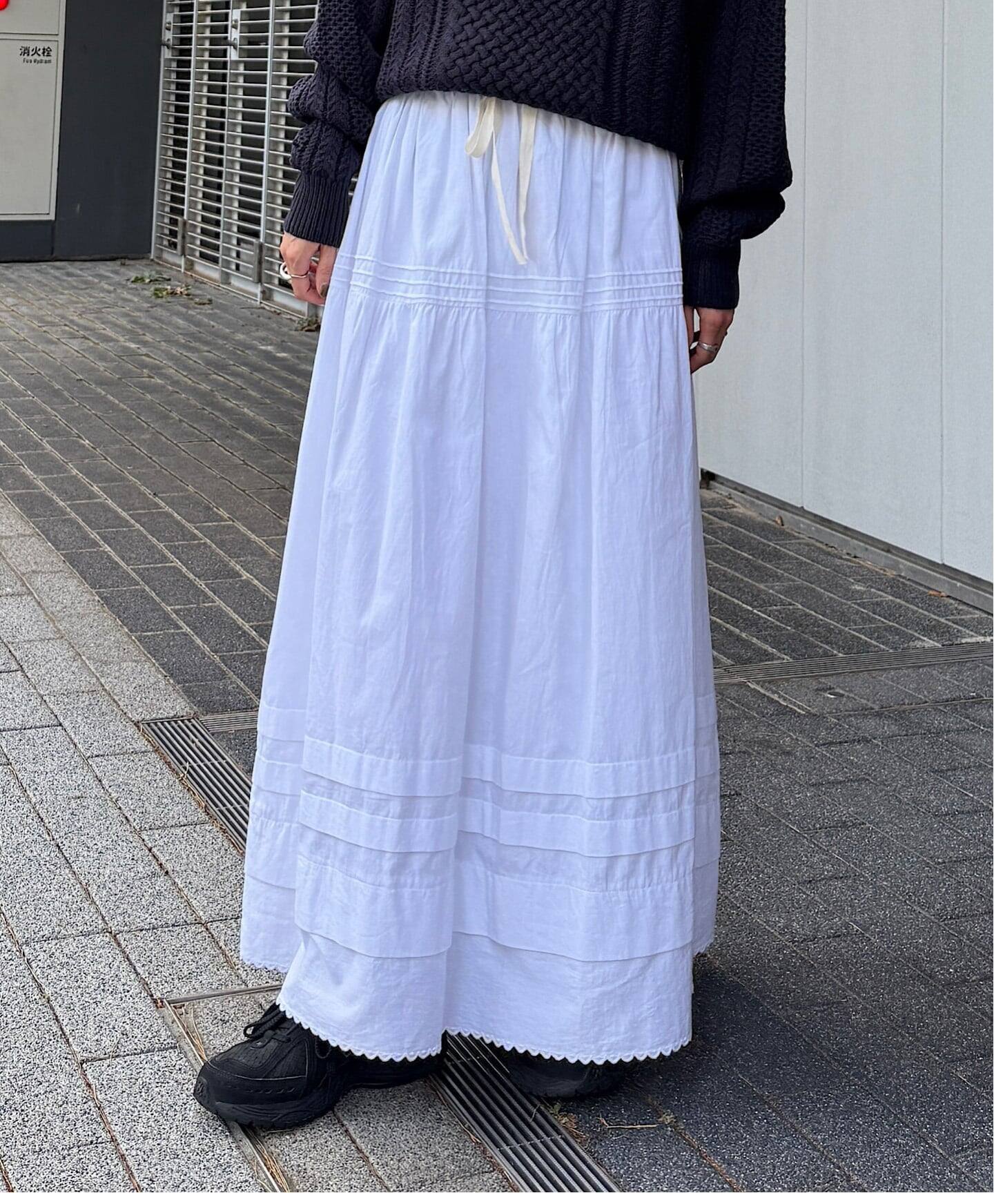 カットワークレースティアードスカート（ロング・マキシ丈スカート