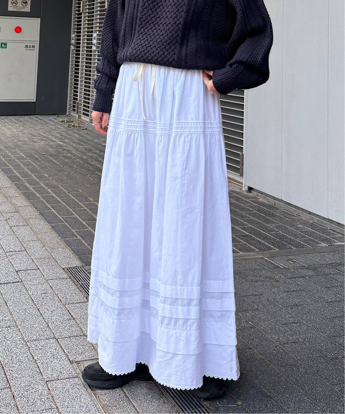カットワークレースティアードスカート（ロング・マキシ丈スカート