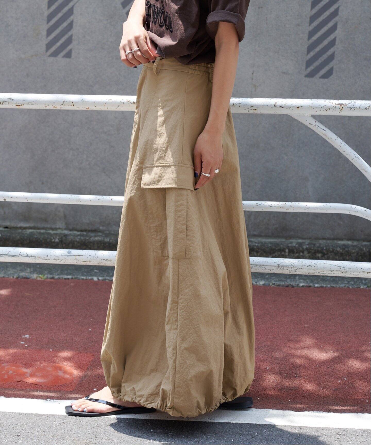追加 ドロストバルーンカーゴスカート（ロング・マキシ丈スカート