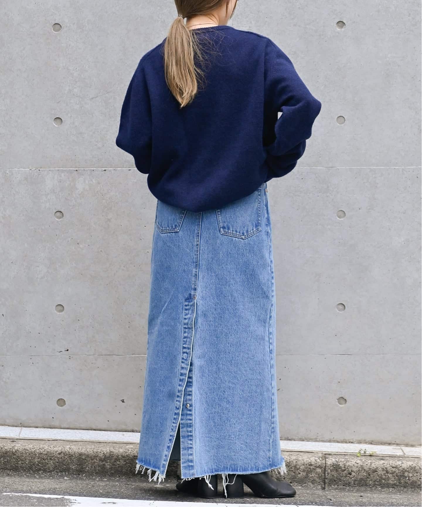 ≪追加2 予約≫ULTデニムスリットリーンスカート（デニム