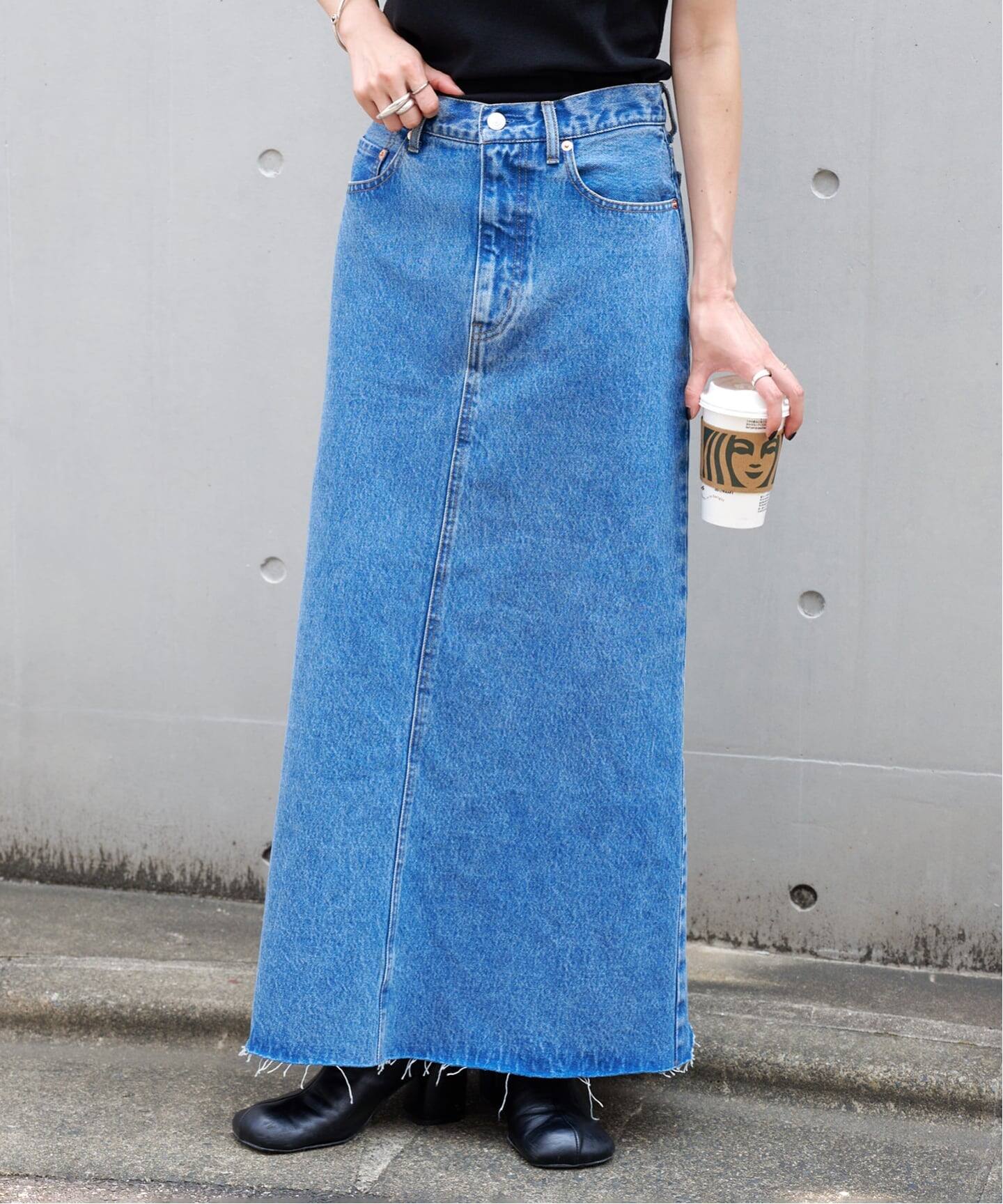 アウトドアプロダクツ　デニムスカート ≪追加2 予約≫ULTデニムスリットリーンスカート（デニム