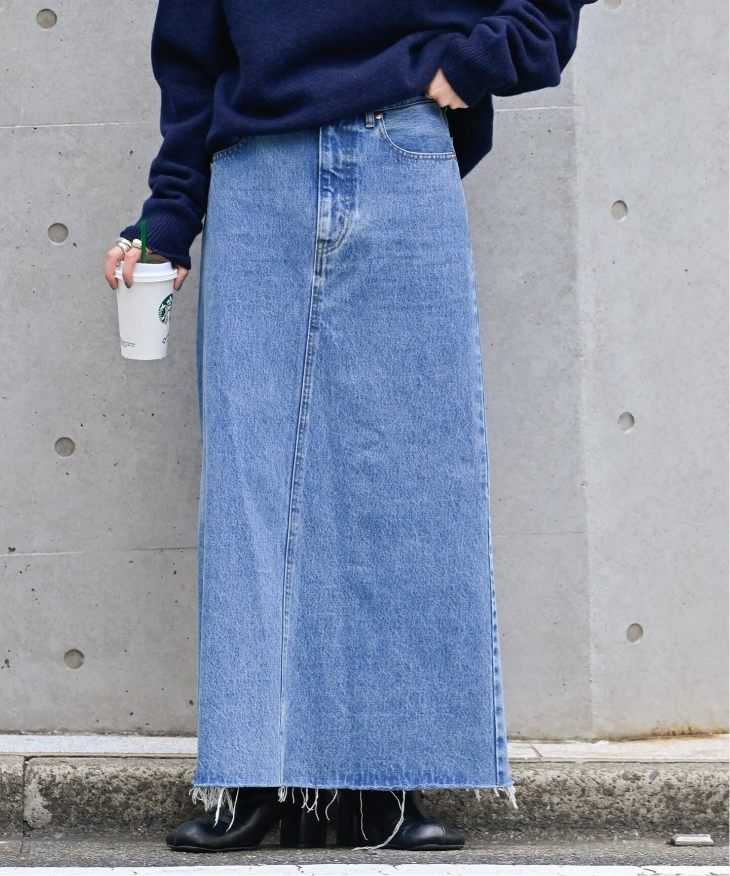 ≪予約 追加3≫ ULTデニムスリットリーンスカート（デニム