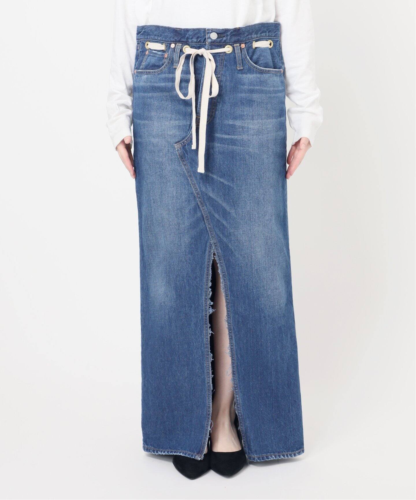 ワイドイージーデニムスカート（ロング・マキシ丈スカート