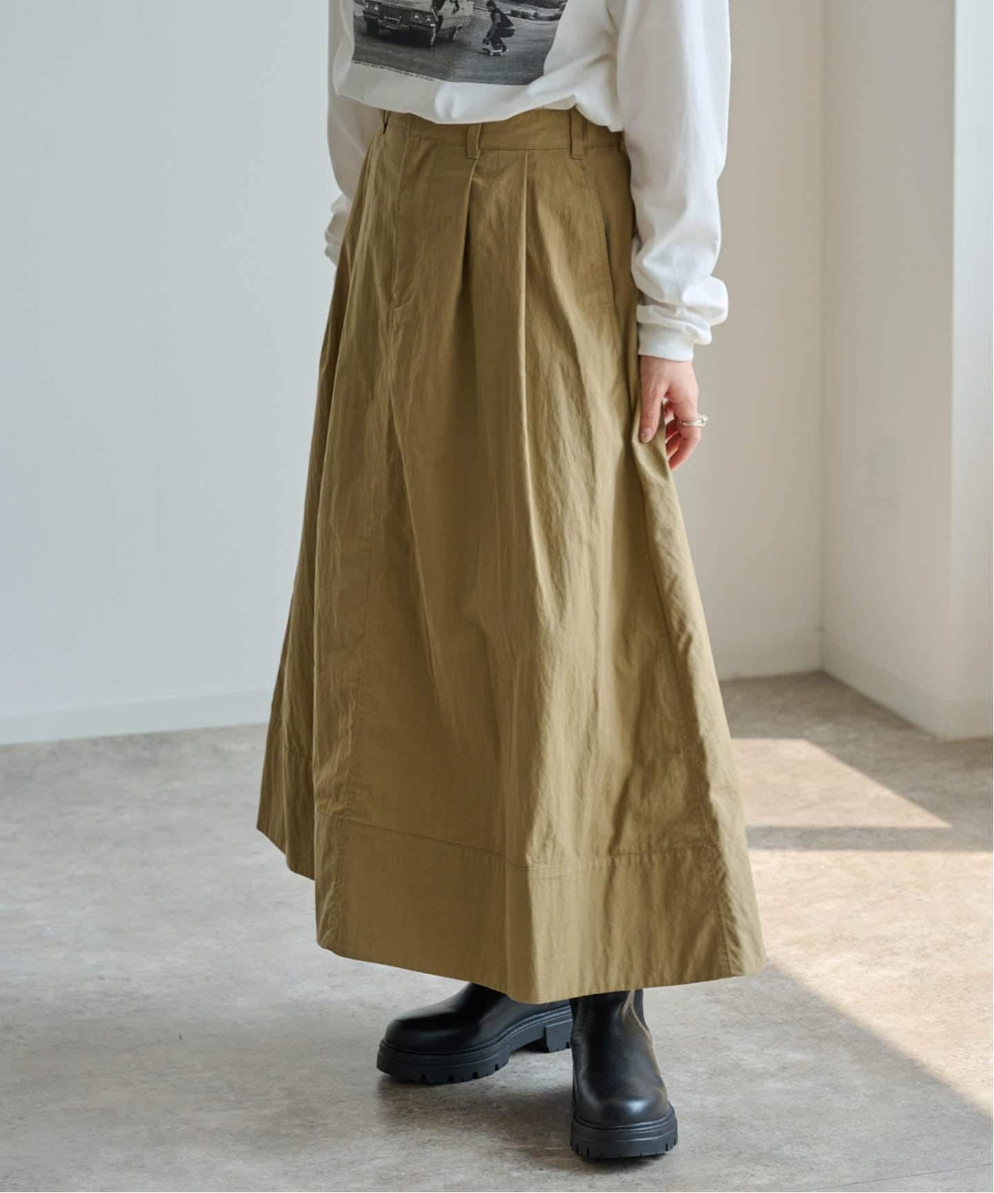 DANTON CNO_2TUCK SKIRT DT-F0073（ロング・マキシ丈スカート