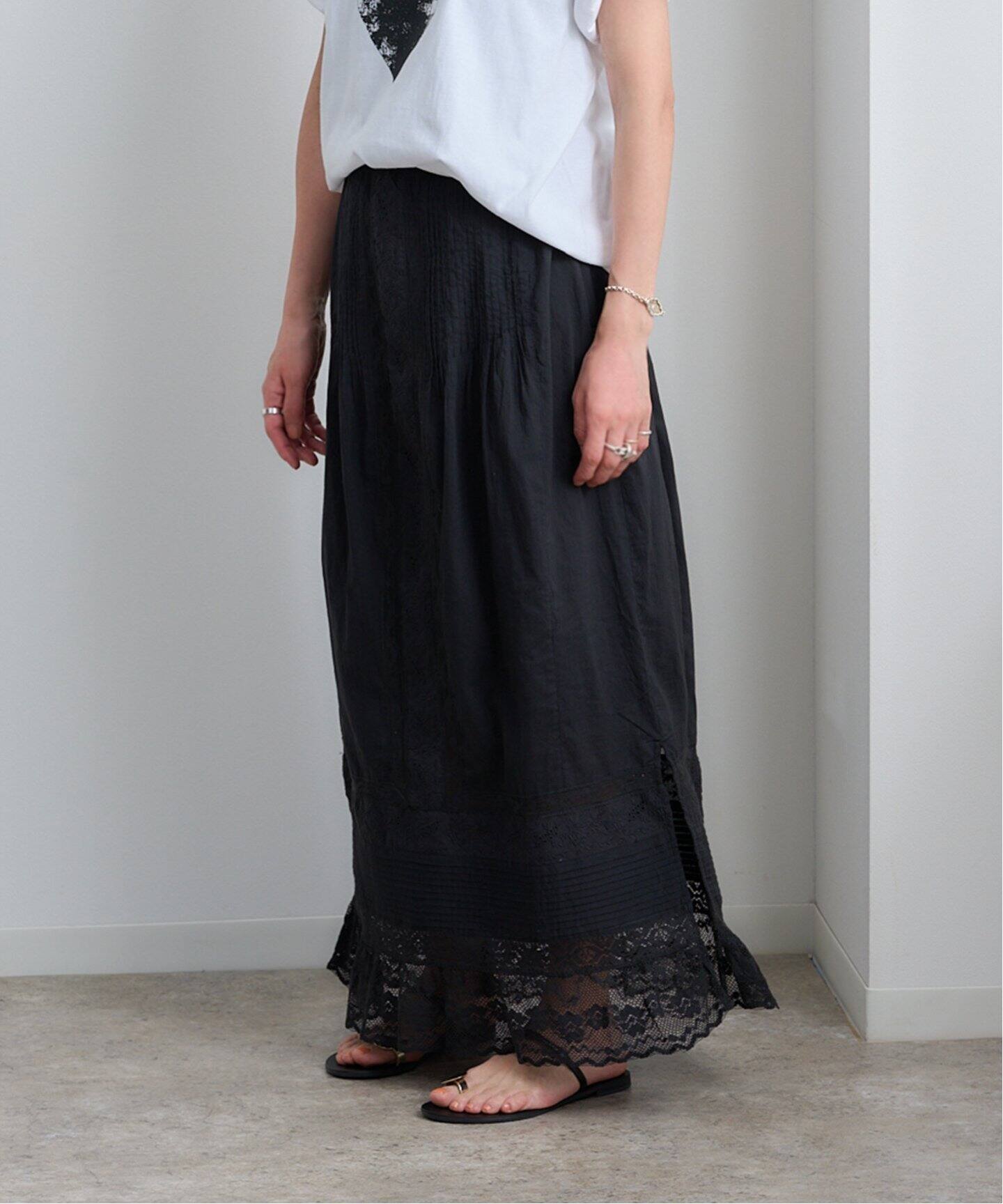 anuke Tuck Lace Skirt（ロング・マキシ丈スカート）｜BOICE FROM 