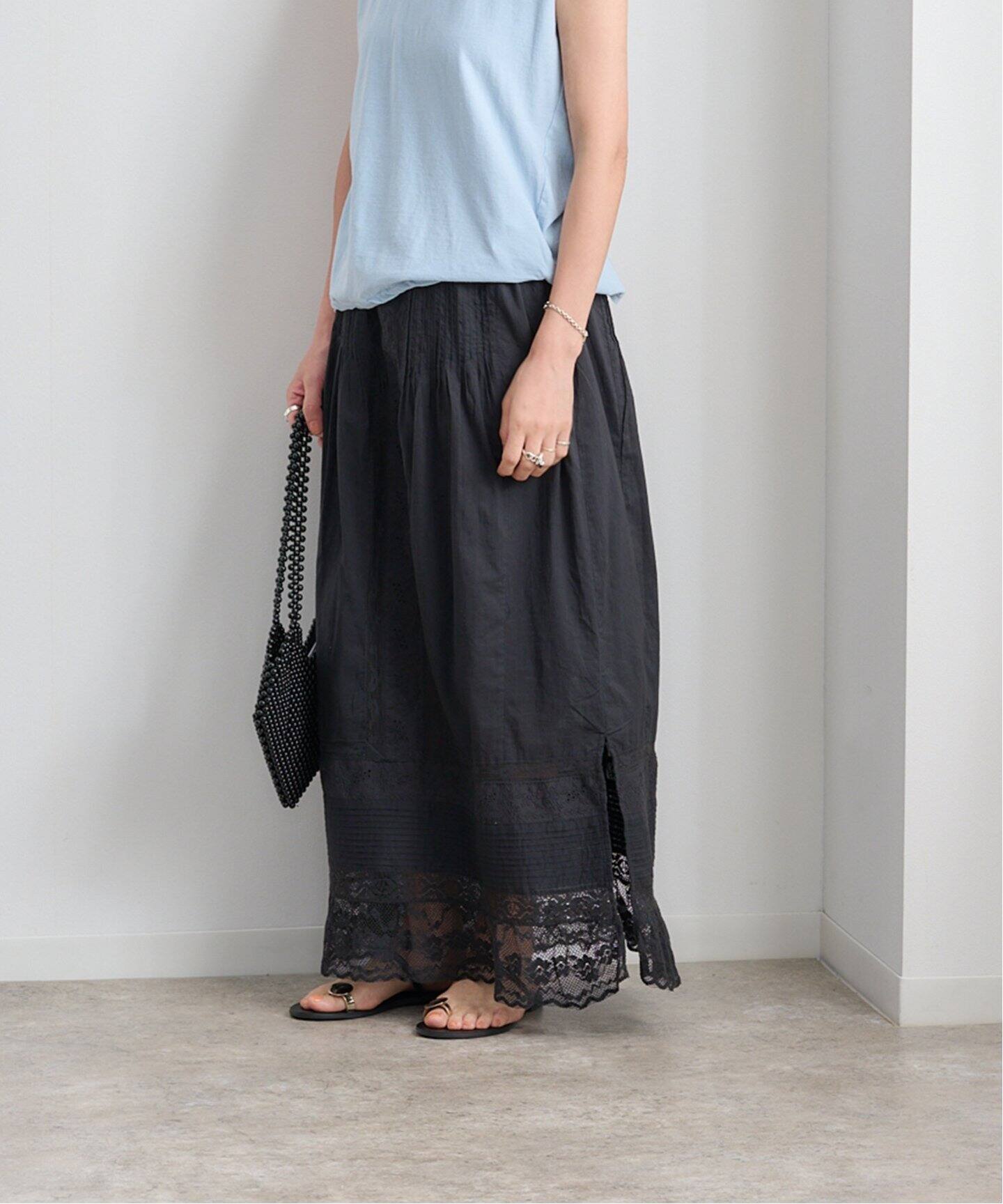 anuke Tuck Lace Skirt（ロング・マキシ丈スカート）｜BOICE FROM 