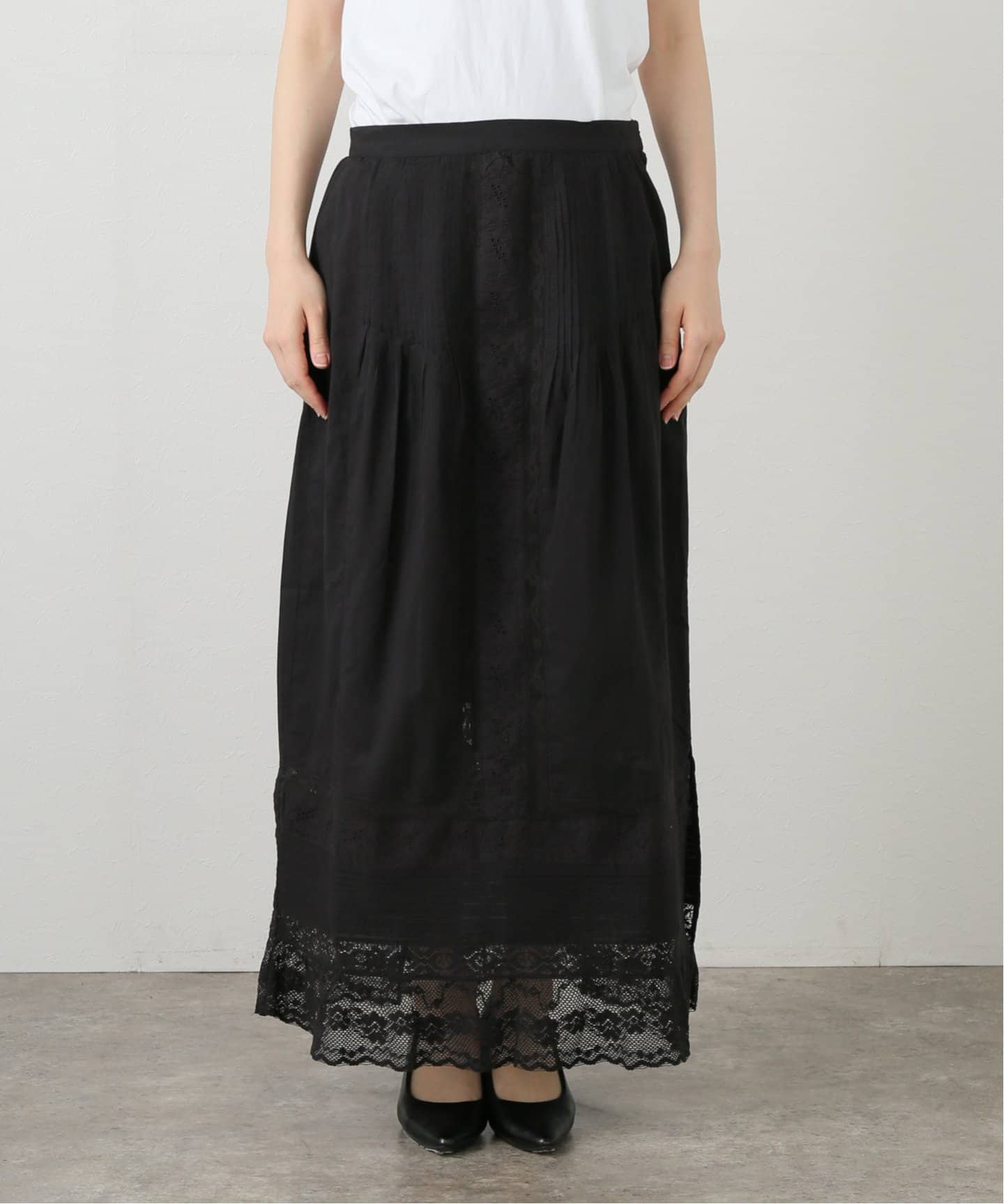 anuke Tuck Lace Skirt（ロング・マキシ丈スカート）｜BOICE
