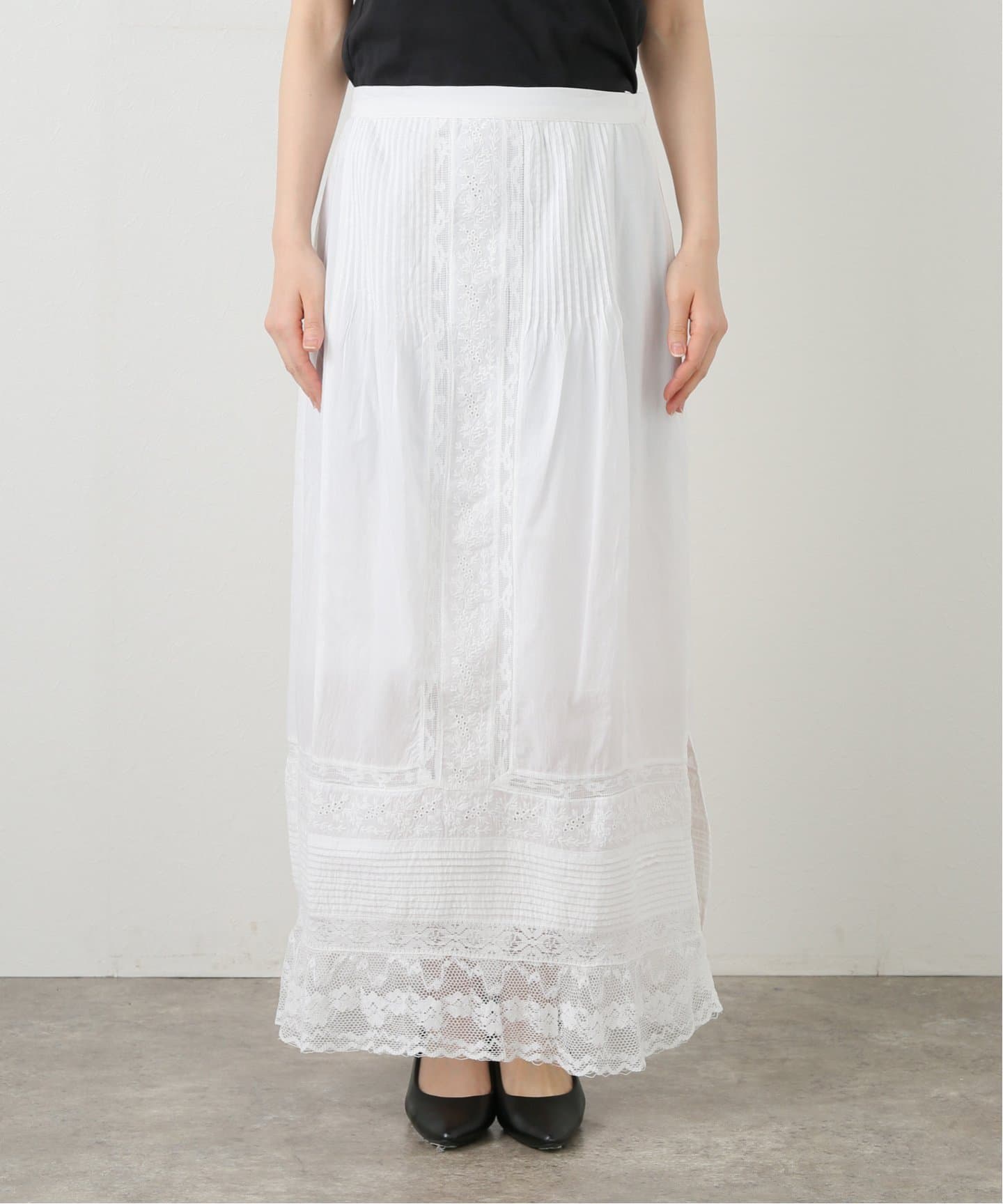 anuke Tuck Lace Skirt（ロング・マキシ丈スカート）｜BOICE