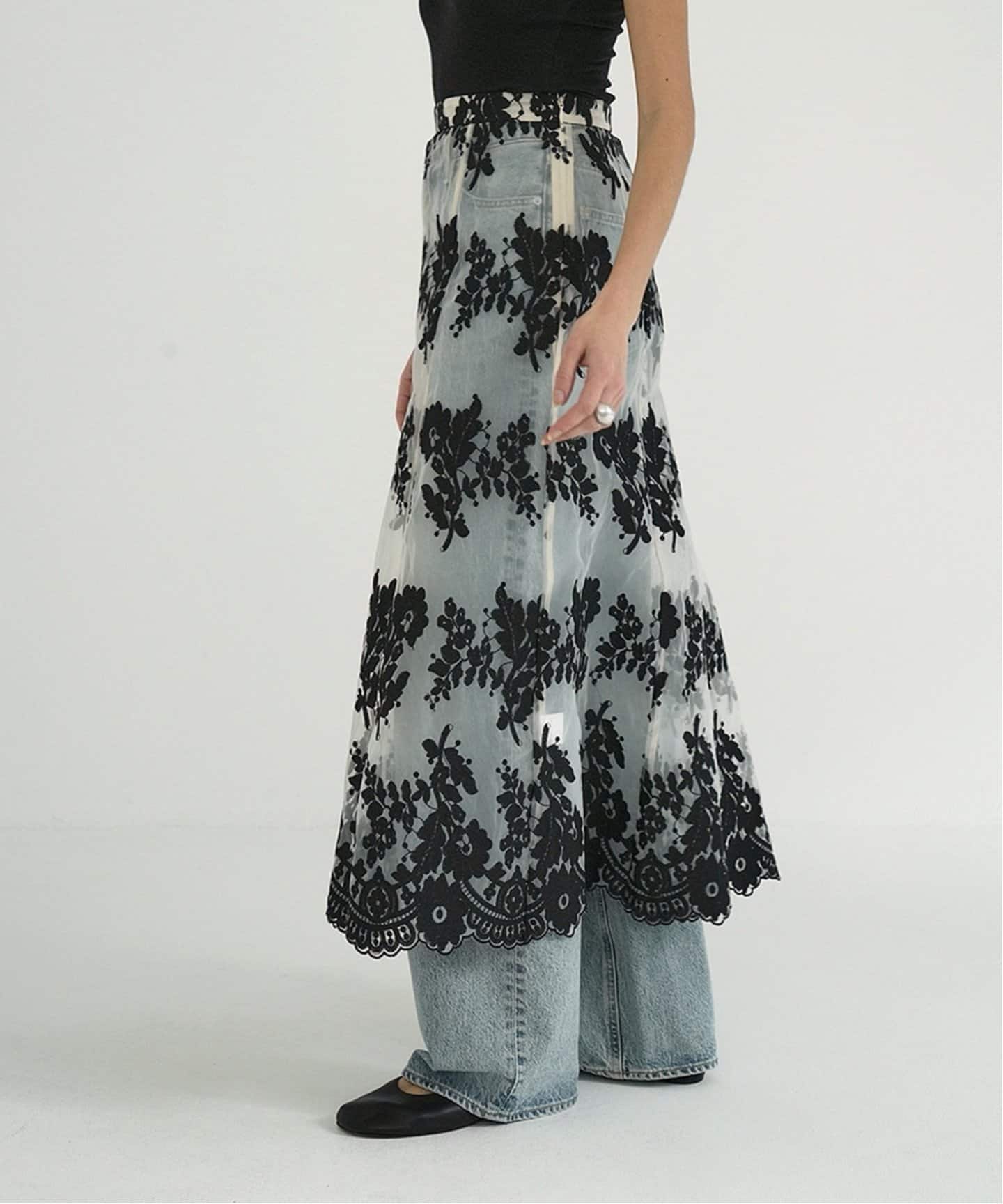 スカート CLANE SHEER FLOWER LACE SKIRT CLANE スカート CLANE/クラネ/SHEER FLOWER LACE SKIRT