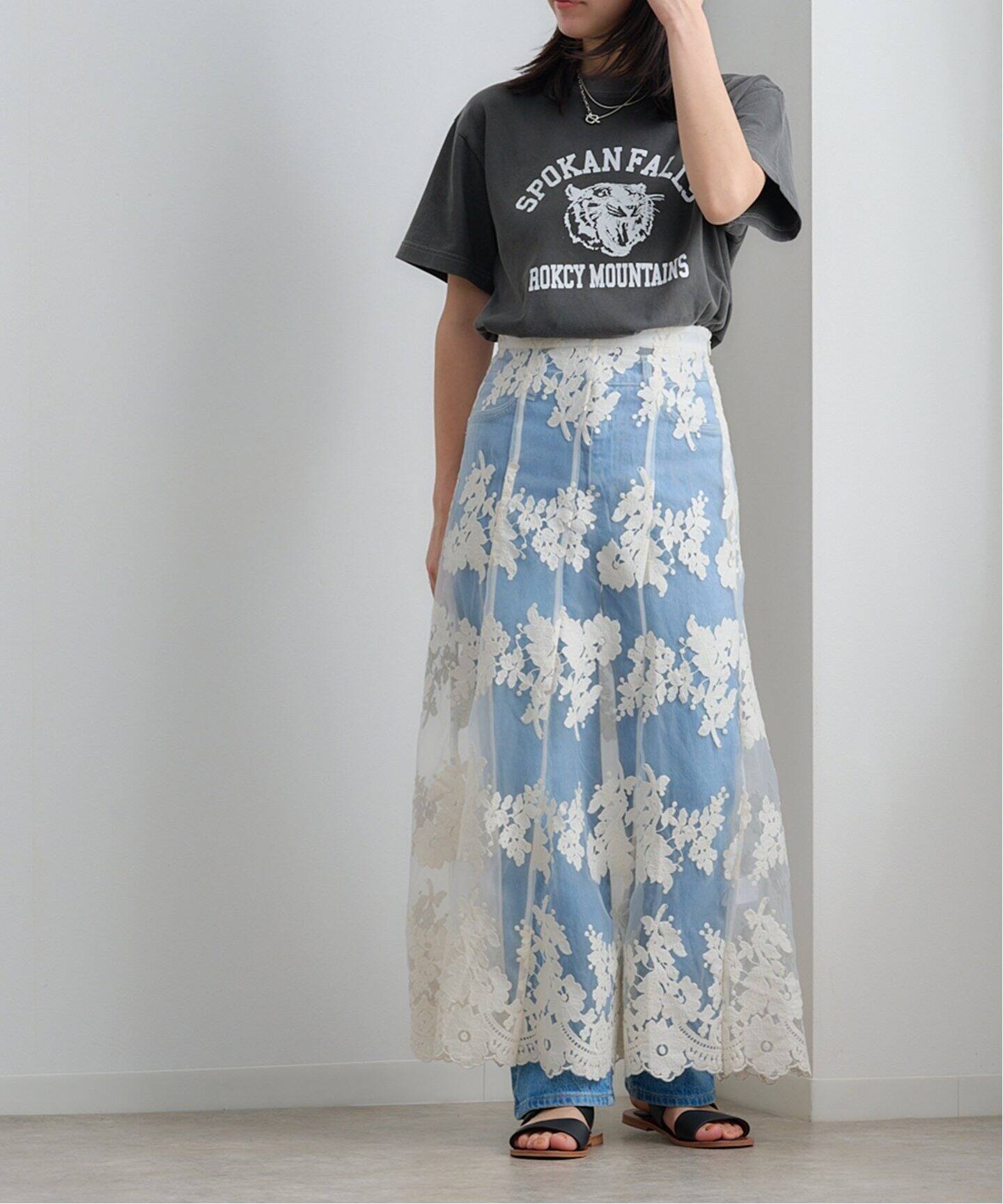 CLANE SHEER FLOWER LACE SKIRT（ロング・マキシ丈スカート）｜BOICE 