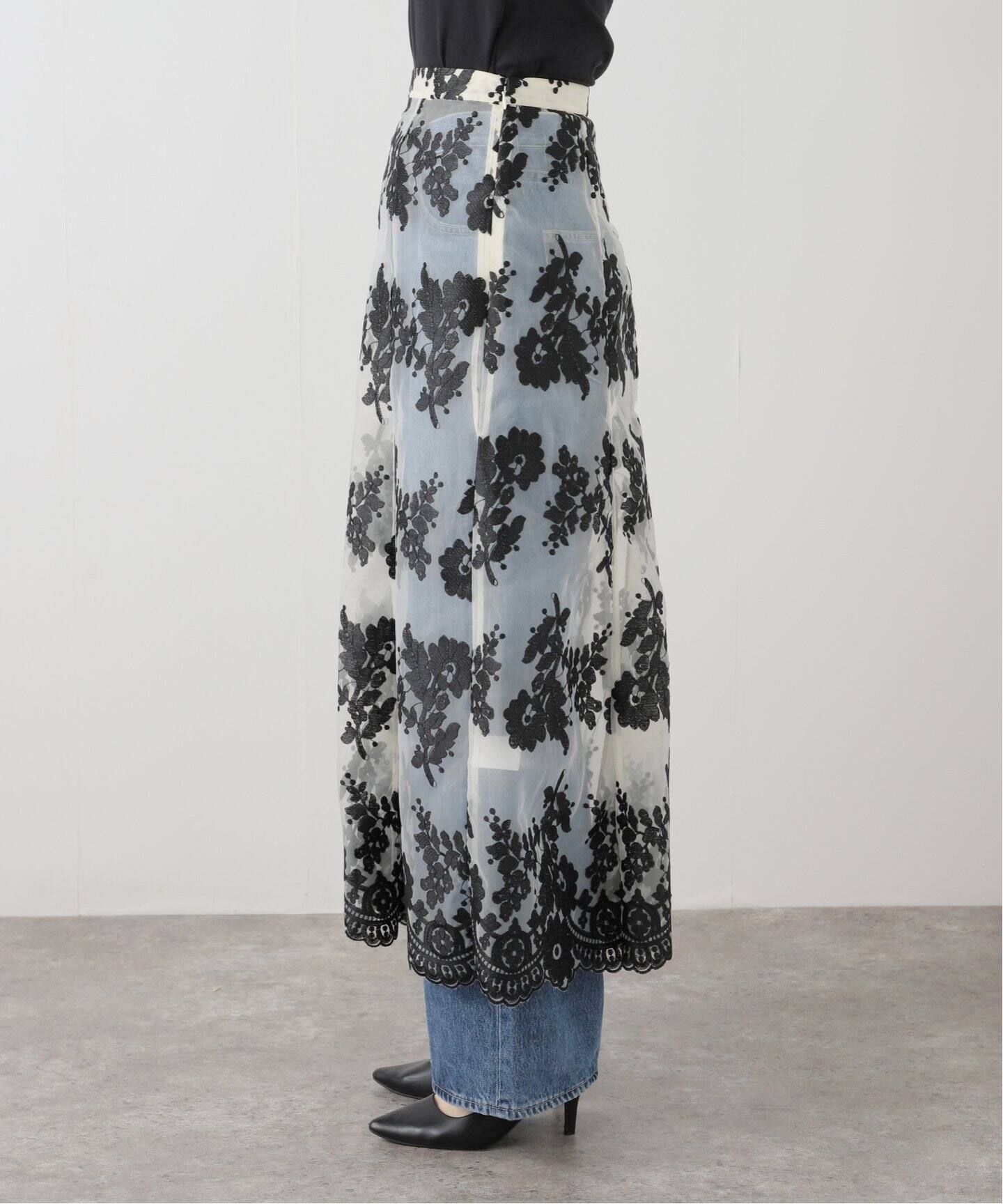 CLANE SHEER FLOWER LACE SKIRT（ロング・マキシ丈スカート）｜BOICE 