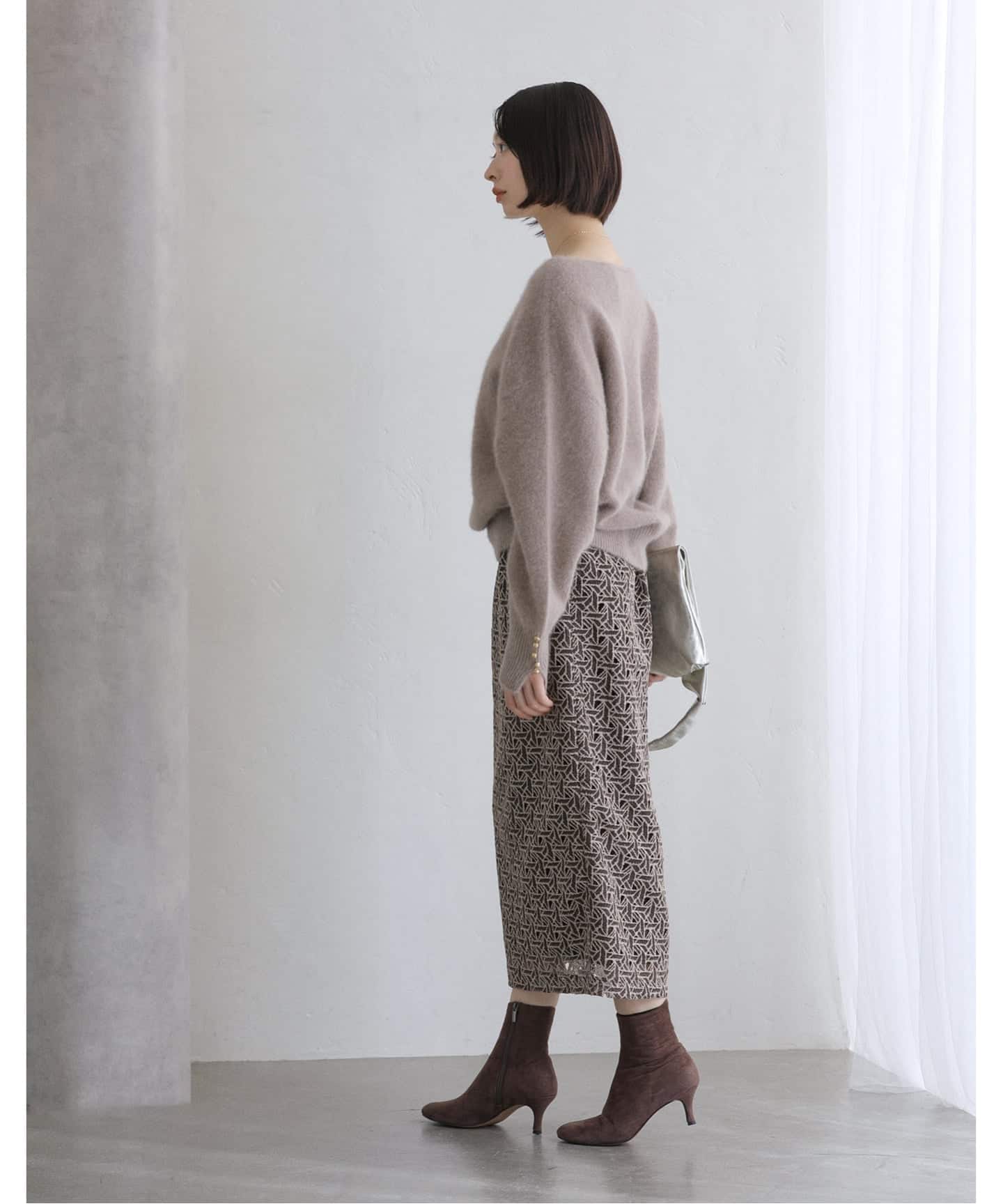 ジオメトリックレースタイトスカート（ロング・マキシ丈スカート）｜La