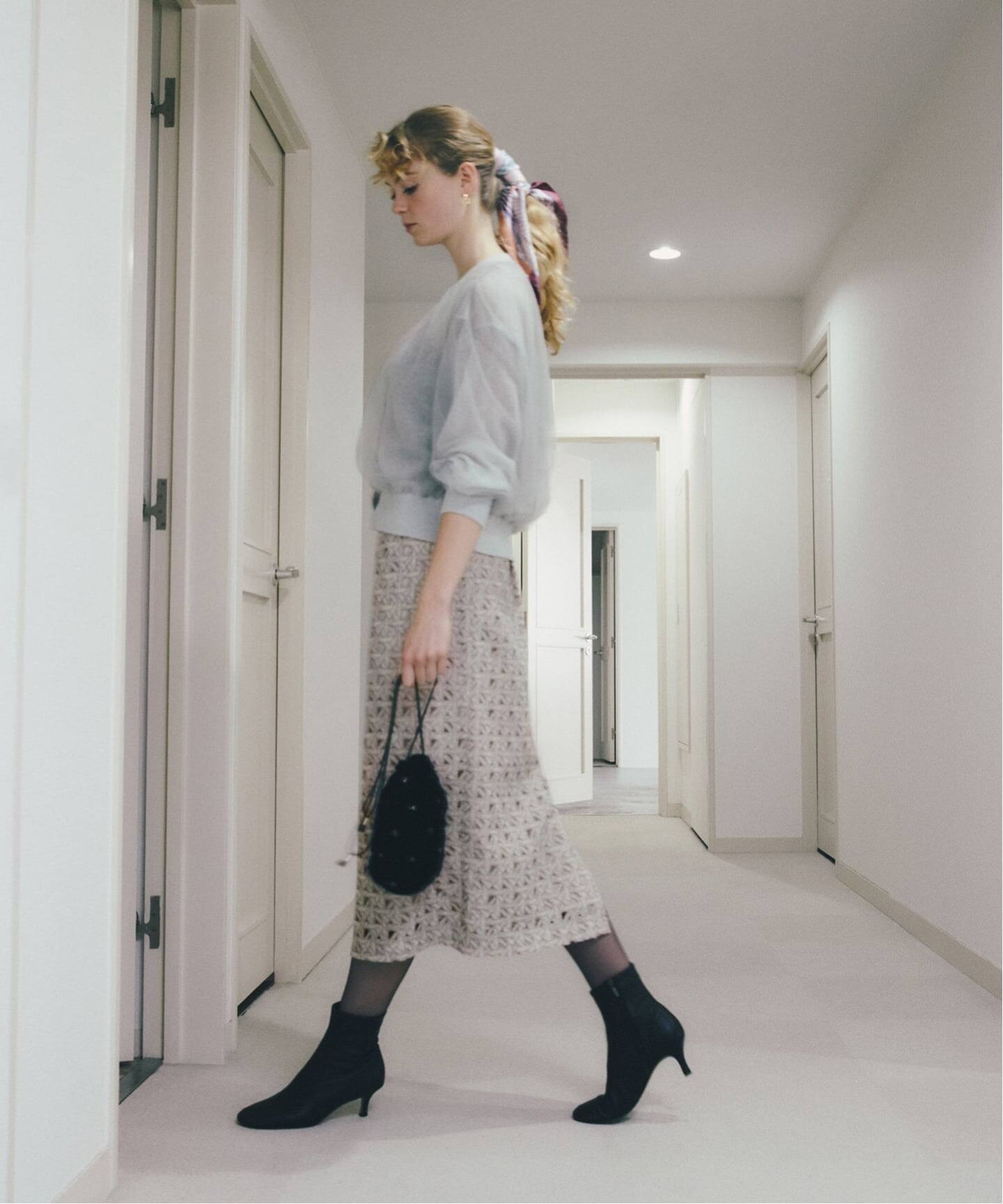 ジオメトリックレースタイトスカート（ロング・マキシ丈スカート）｜La