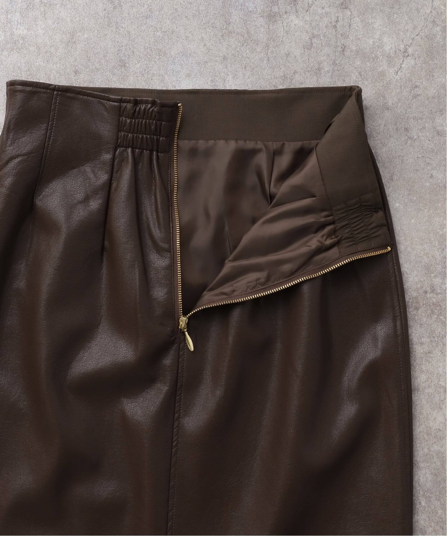 洗える】フェイクレザー・ジャガードスカート（ロング・マキシ丈