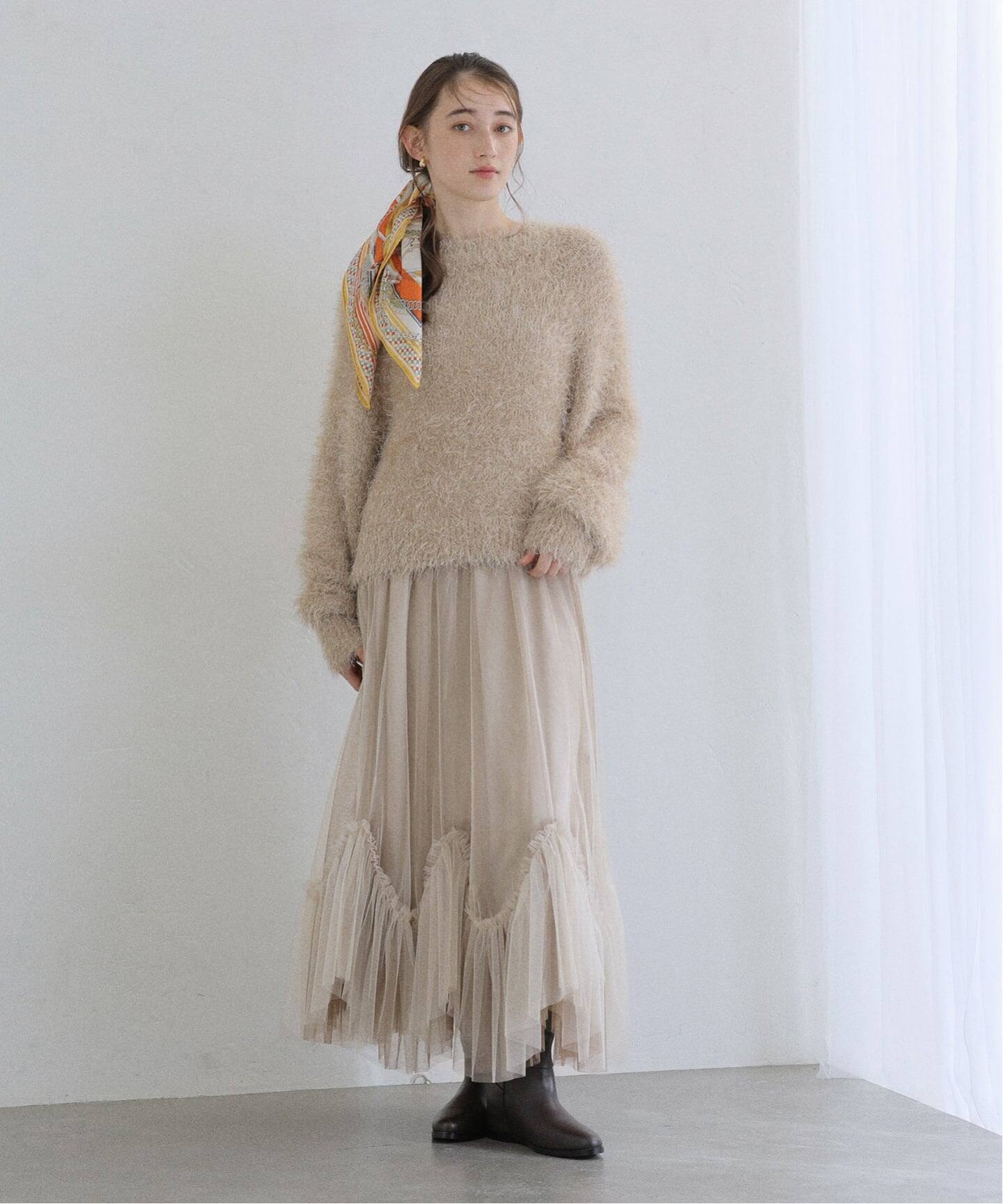 洗える】ランダムヘム2WAYチュールスカート（ロング・マキシ丈スカート