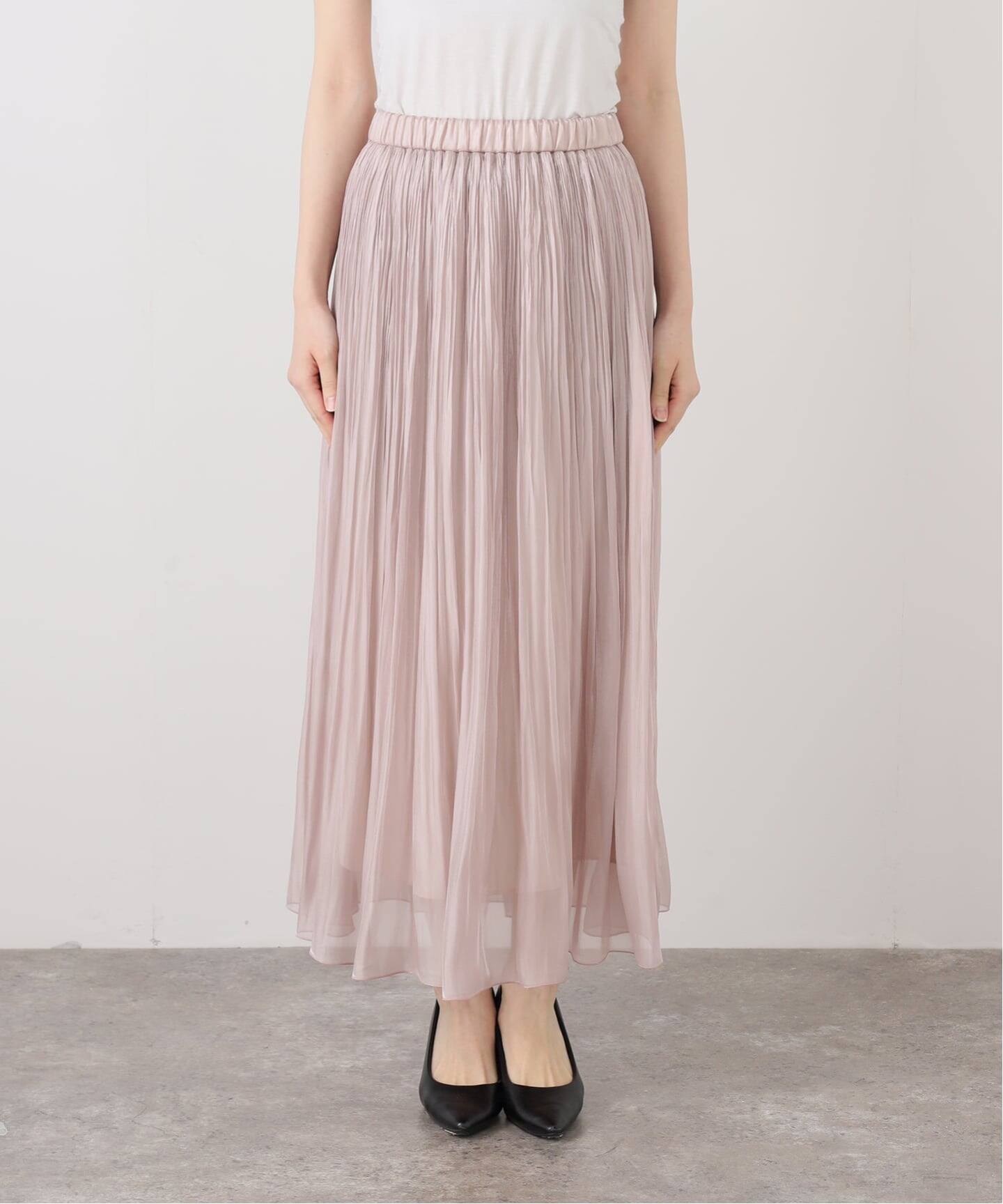 洗える】サテンプリーツスカート（ロング・マキシ丈スカート）｜La