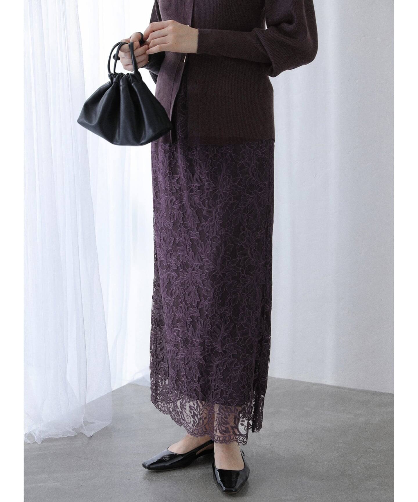 WEB限定》マキシレースタイトスカート（ロング・マキシ丈スカート