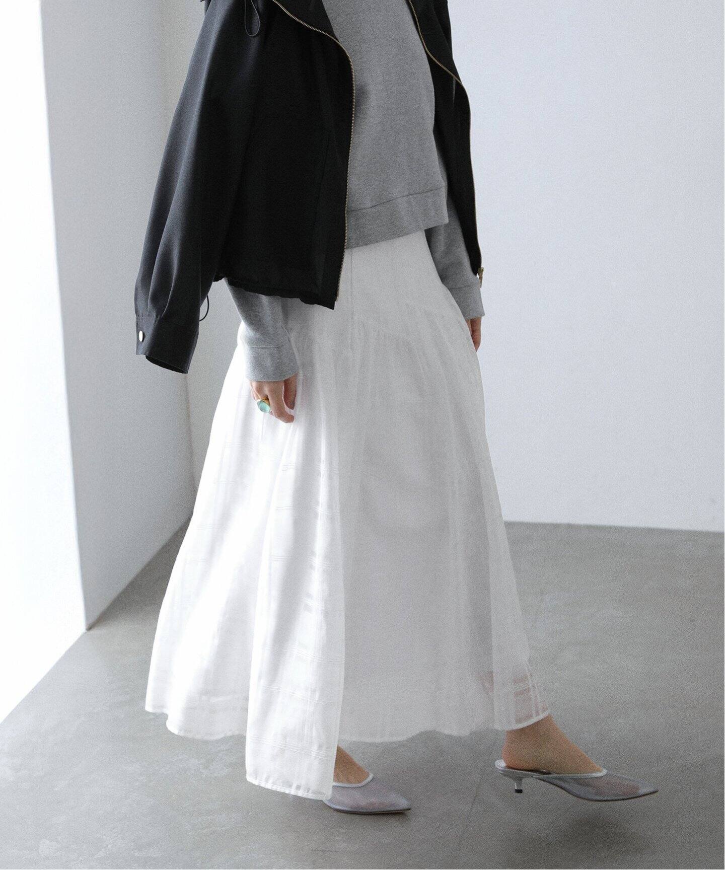 洗える】シアーチェックパネルギャザースカート（ロング・マキシ