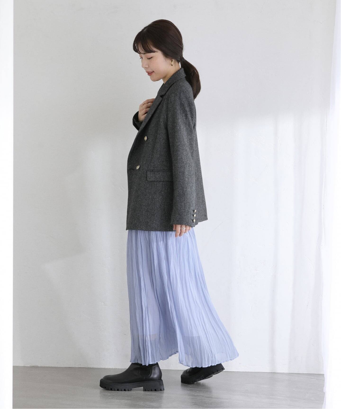 洗える】シフォンニットワッシャースカート（ロング・マキシ丈スカート