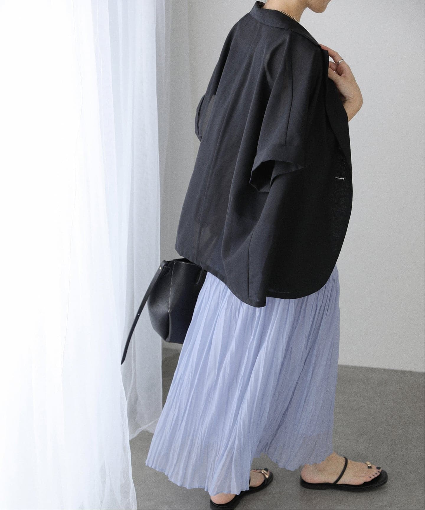 洗える】シフォンニットワッシャースカート（ロング・マキシ丈スカート