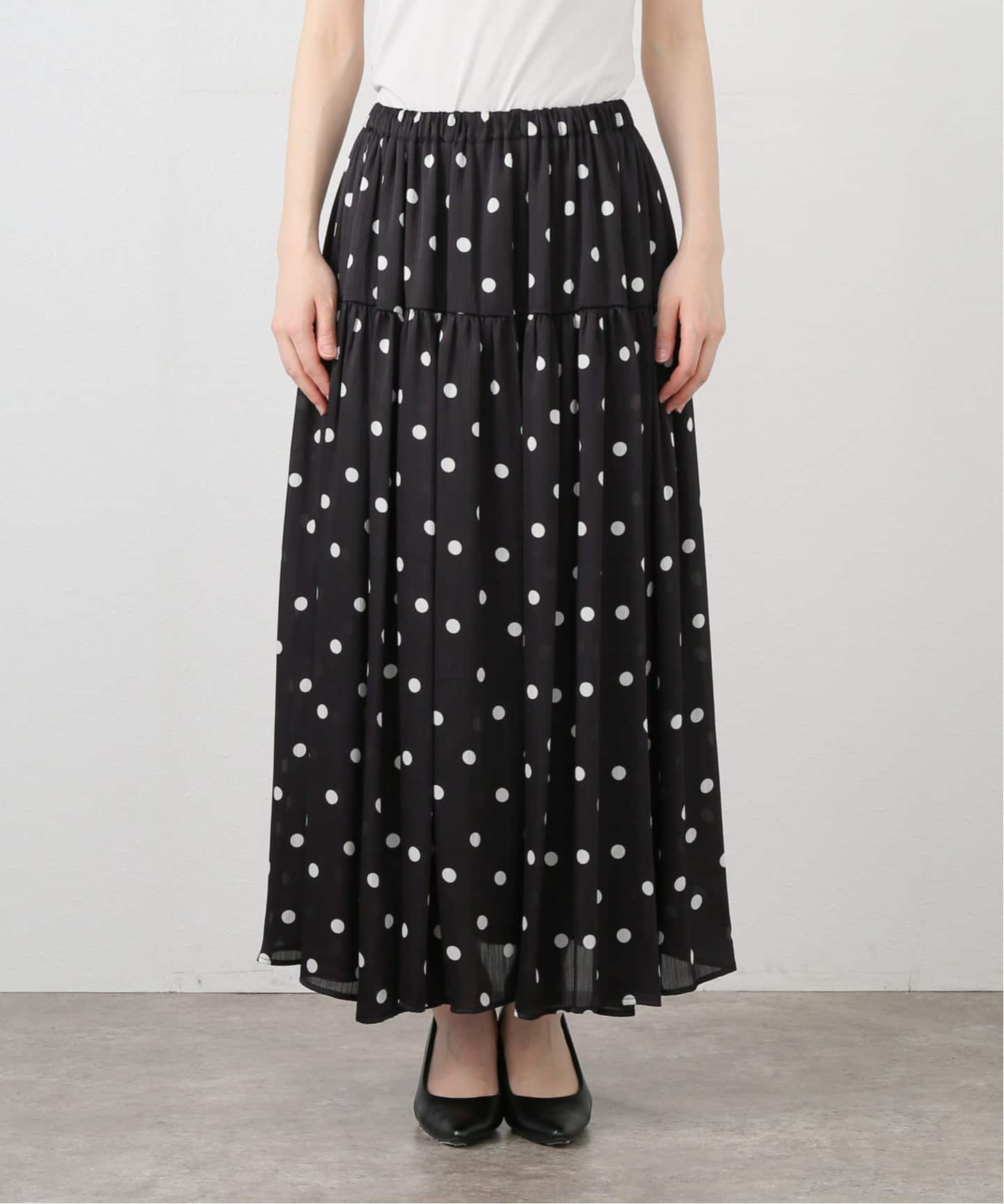 Spick & Span 黒 ロングスカート ドットボリュームスカート（ロング・マキシ丈スカート）｜Spick