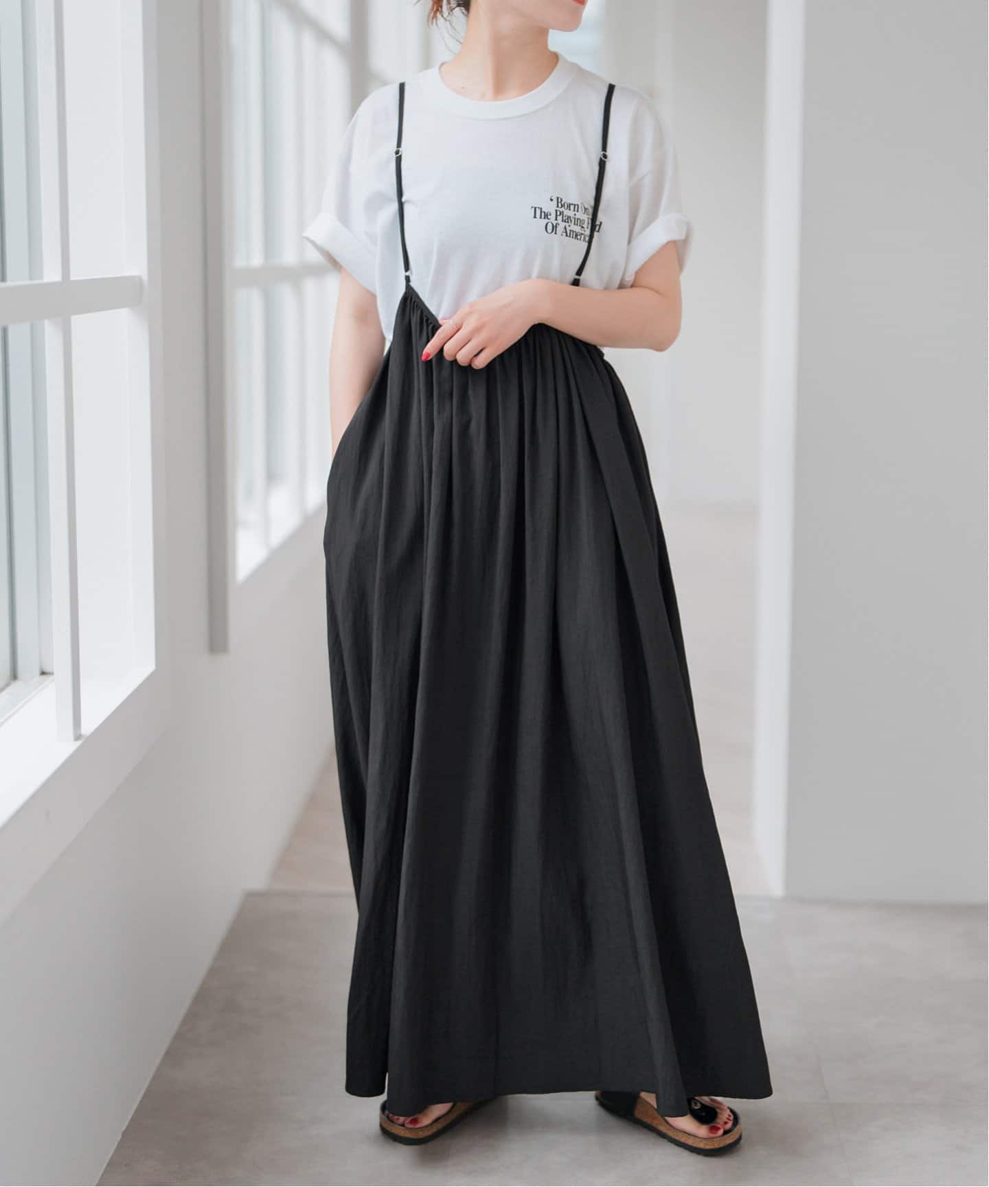 【25SS】美品 Spick&Span ストラップギャザースカート ブラックF 25SS】美品 Spick&Span ストラップギャザースカート ブラックF