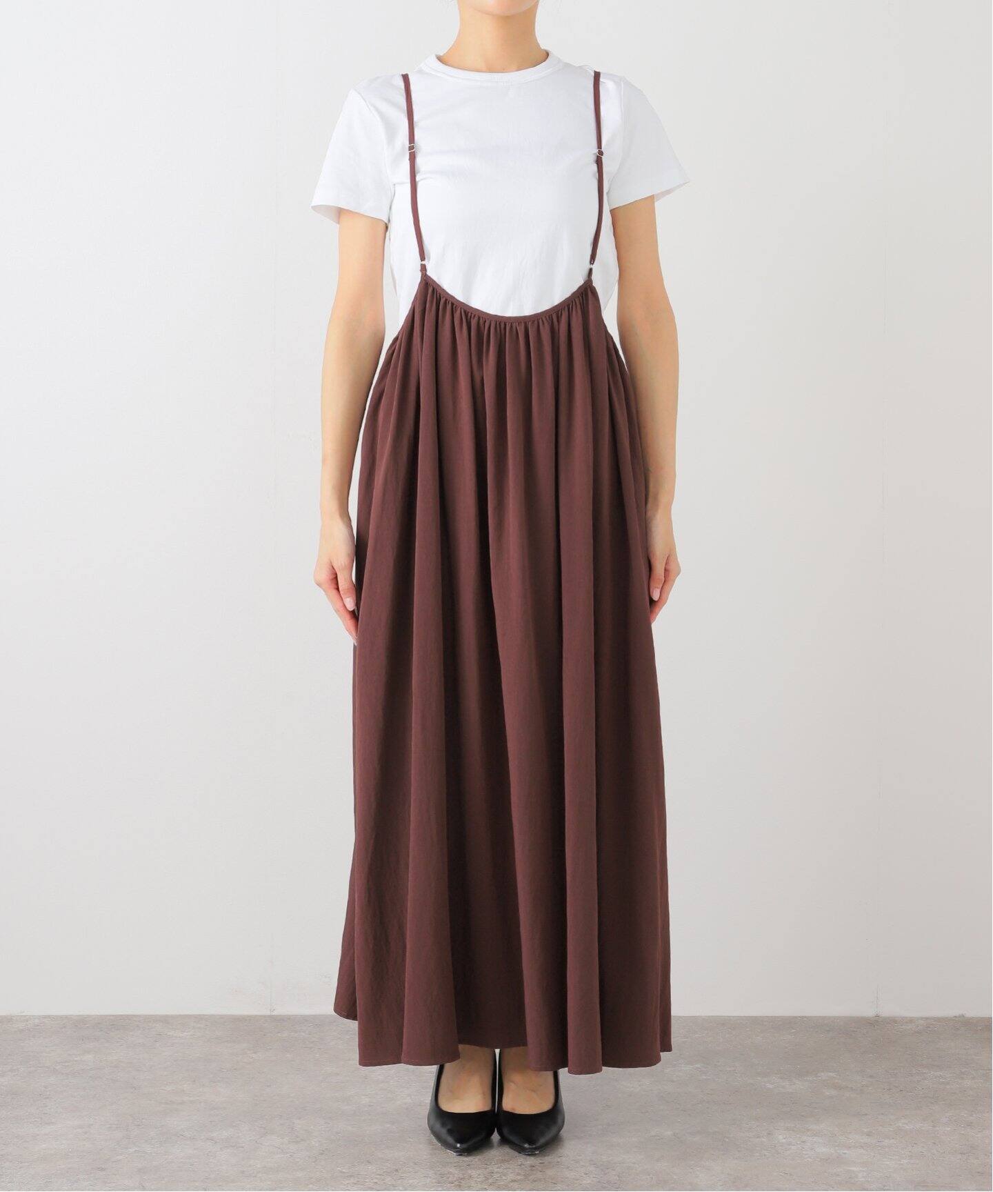 ストラップギャザースカート（ロング・マキシ丈スカート）｜Spick