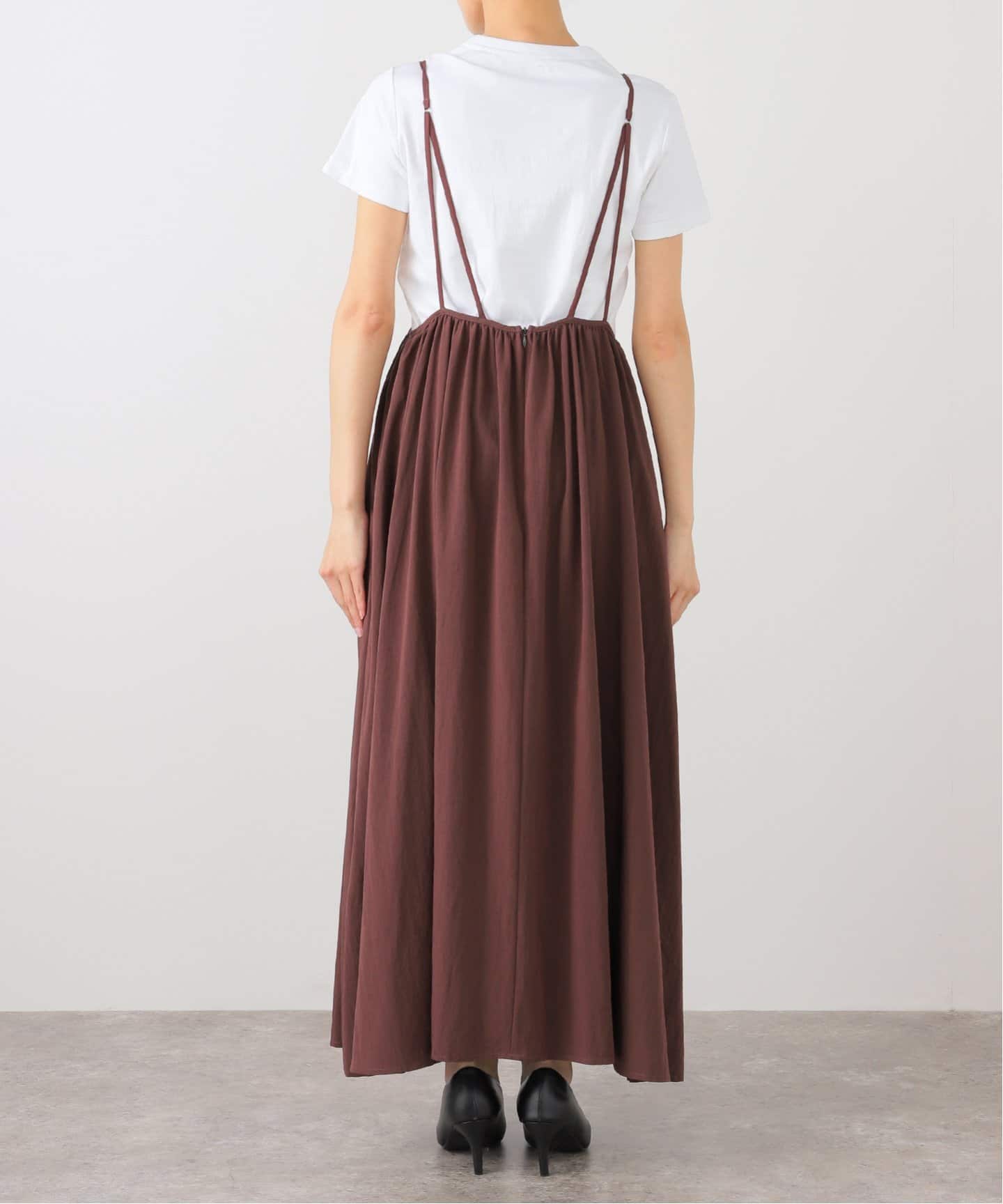 Spick&Span ストラップギャザースカート ボルドー Fサイズ ストラップギャザースカート（ロング・マキシ丈スカート）｜Spick