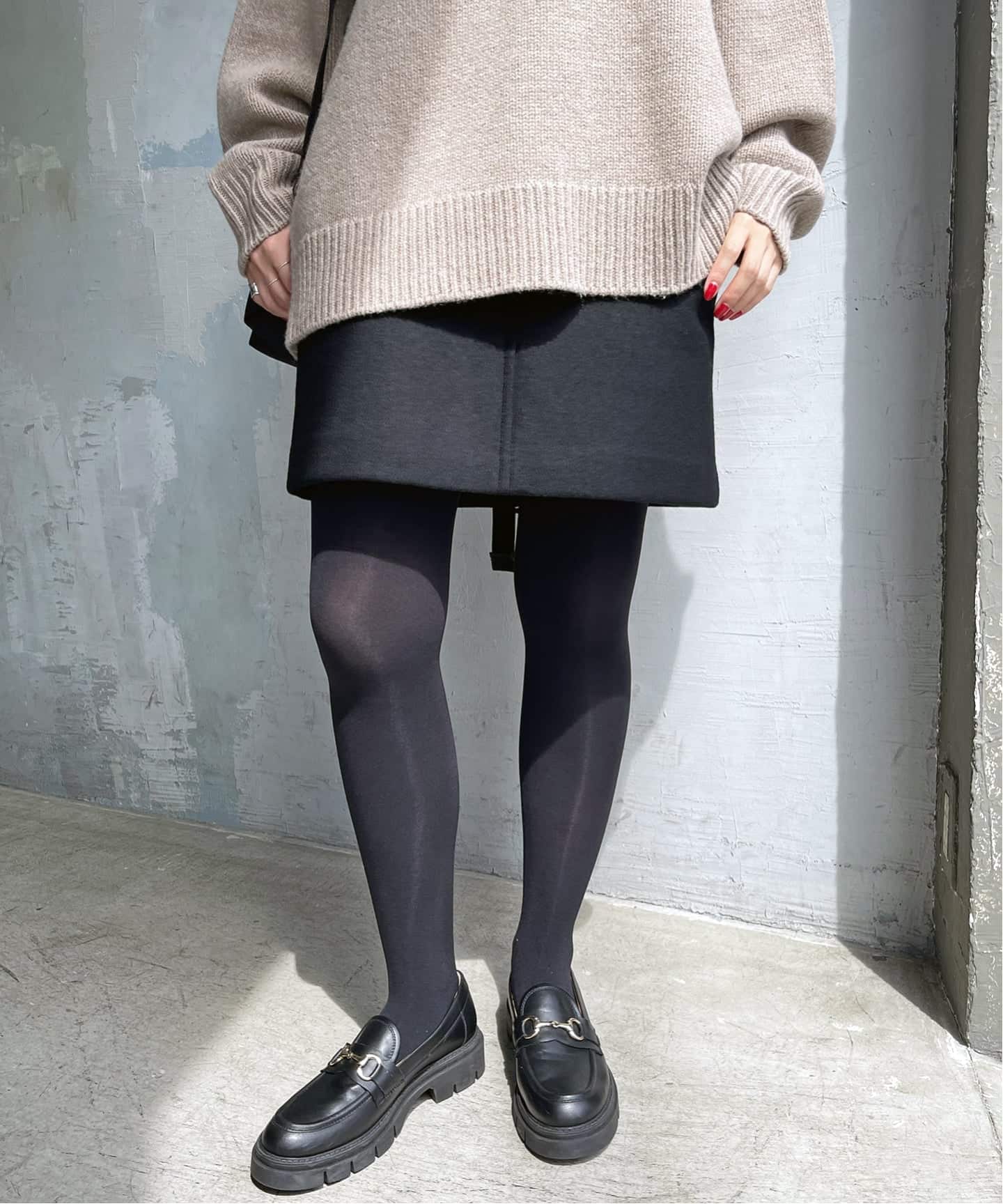 Spick and Span メルトンAラインミニスカート 001 ブラック 追加》メルトンAラインミニスカート（ミニスカート）｜Spick and Span