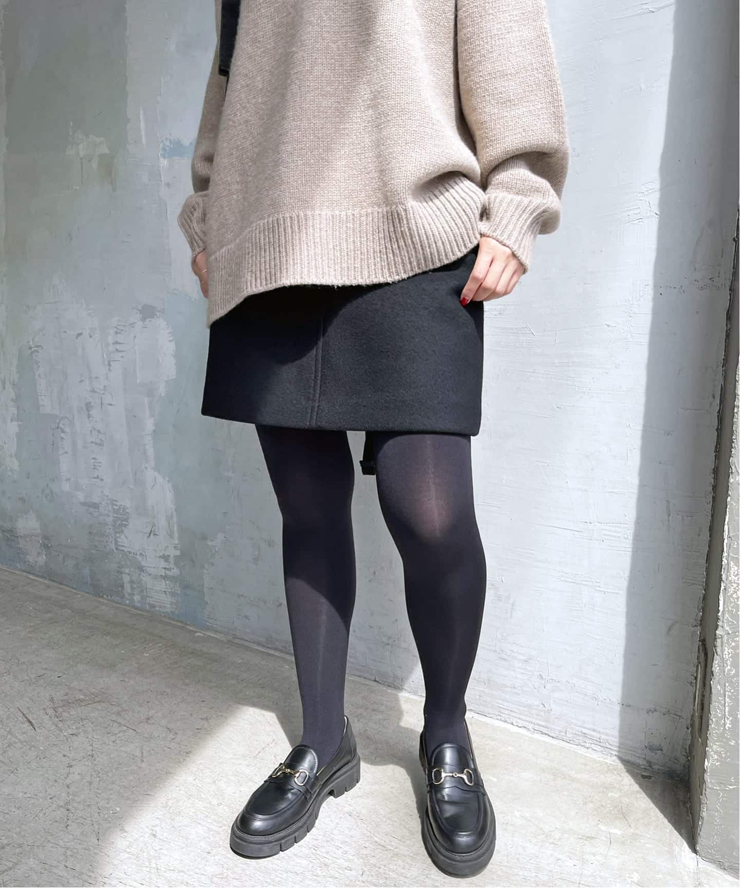 Spick and Span メルトンAラインミニスカート 001 ブラック 追加》メルトンAラインミニスカート（ミニスカート）｜Spick and Span