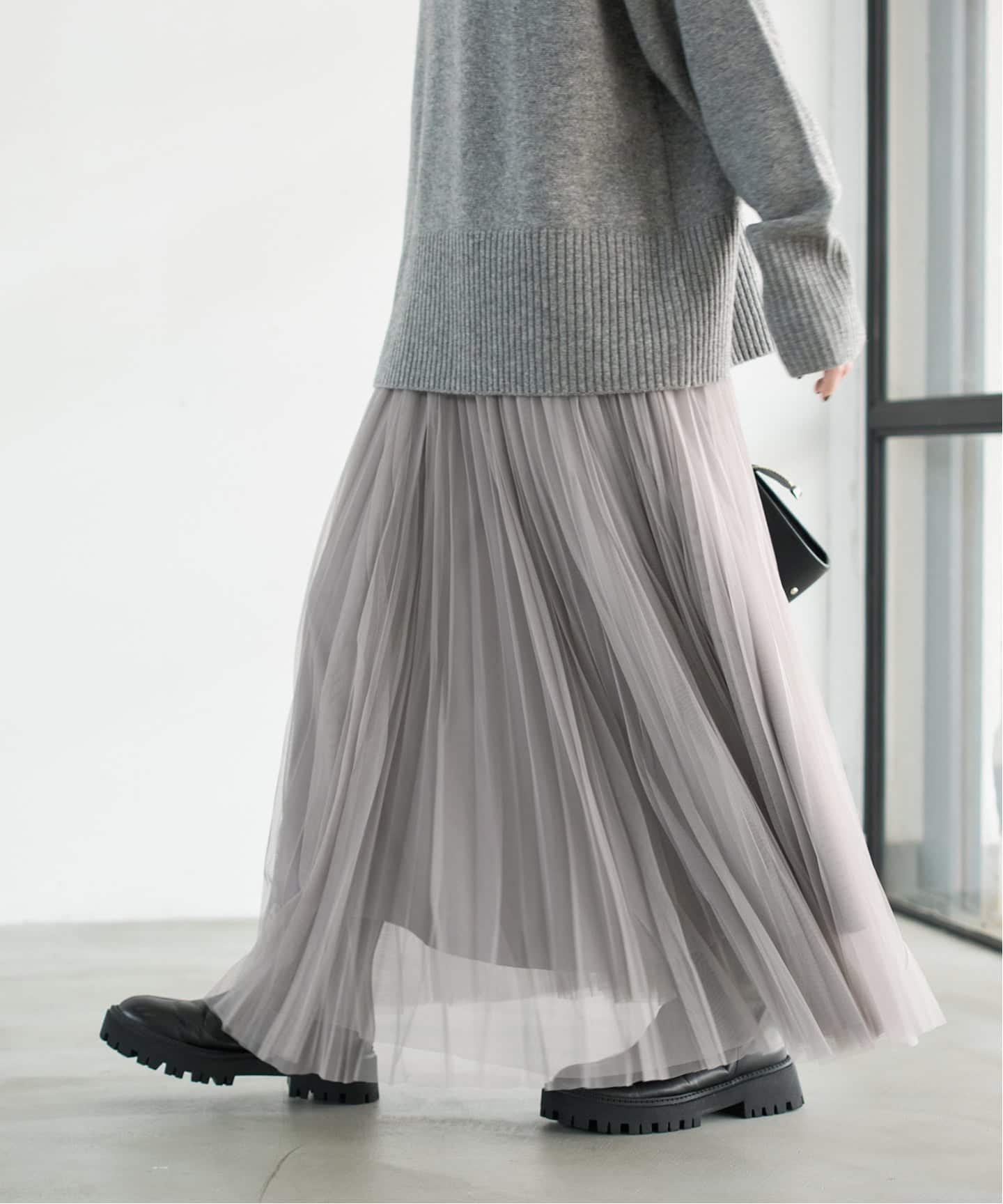 Spick and Span ランダムチュールプリーツスカート ランダムチュールプリーツスカート（ロング・マキシ丈スカート