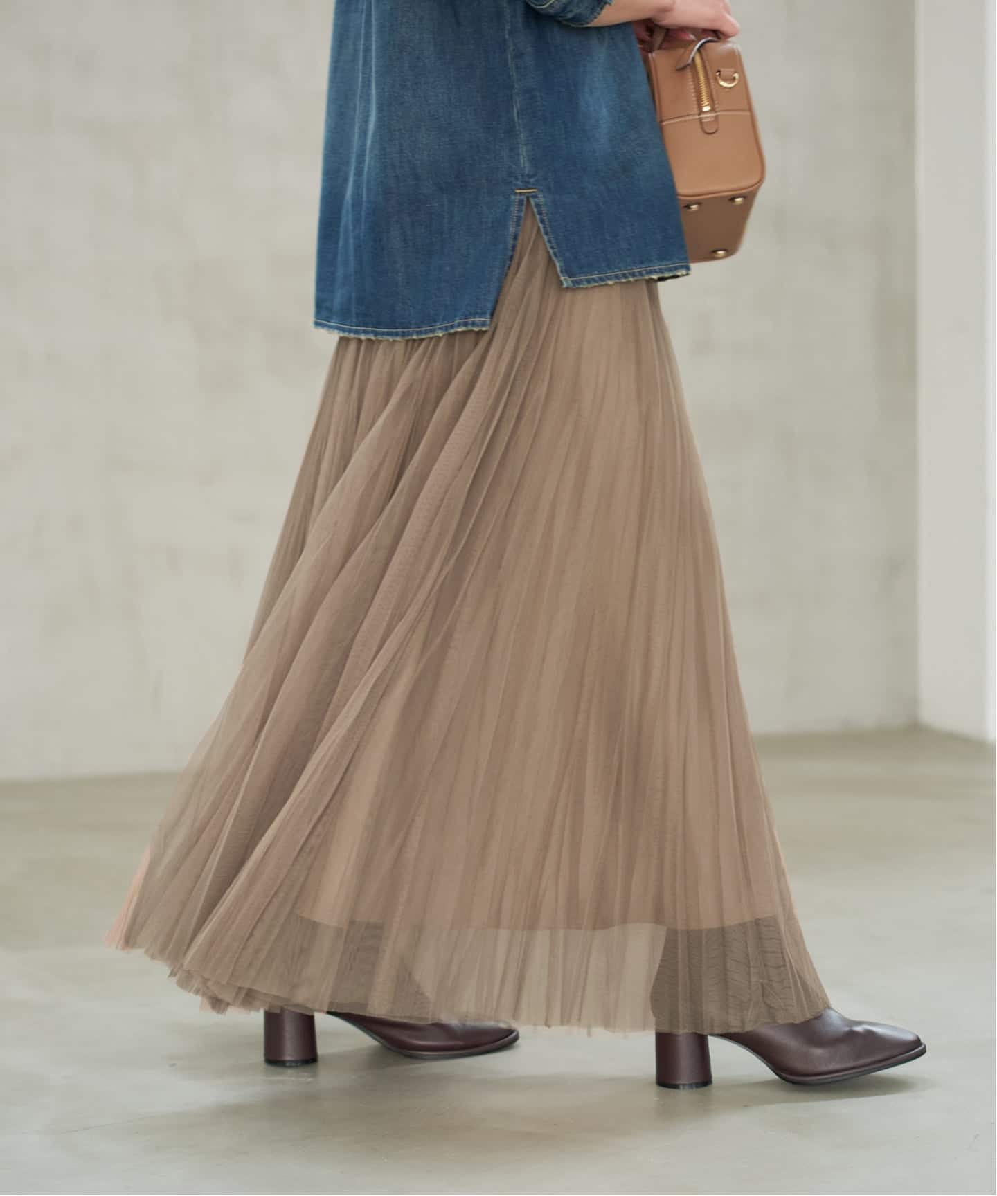 追加2》ランダムチュールプリーツスカート（ロング・マキシ丈スカート