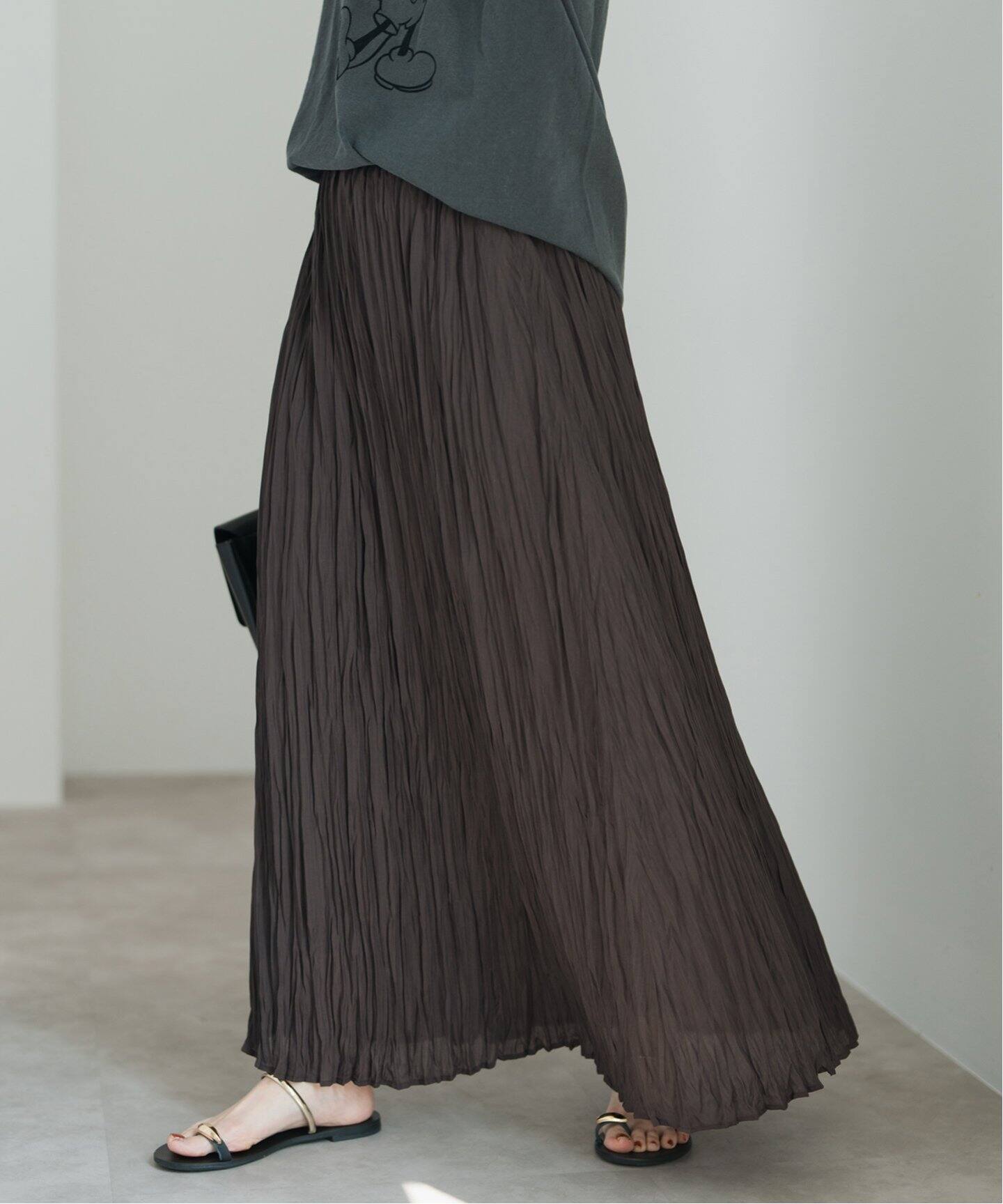 ワッシャーギャザースカート（ロング・マキシ丈スカート）｜Spick and  