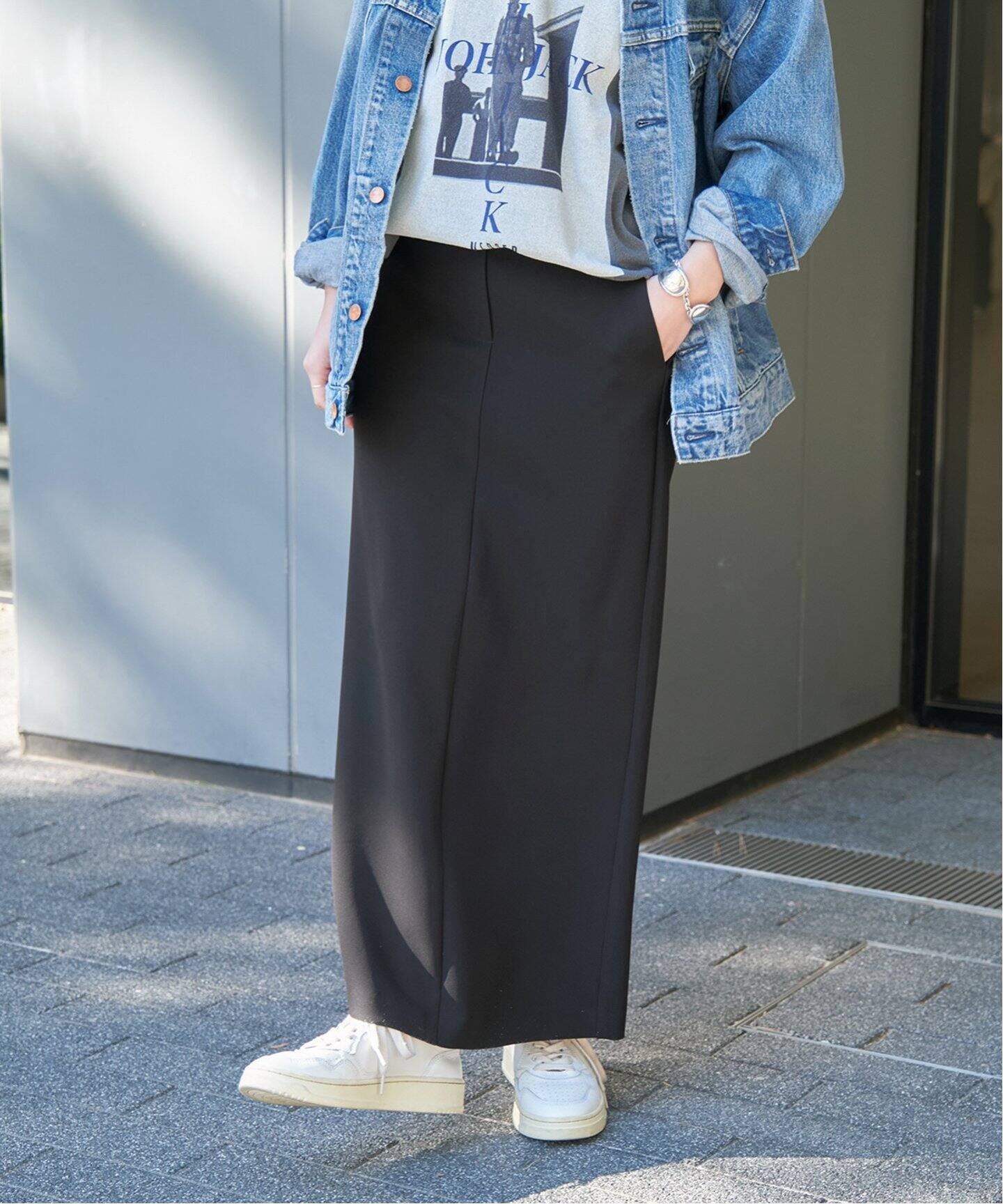 Spick & Span イージーIラインスカート 38 ブラック 追加》イージーIラインスカート（ロング・マキシ丈スカート）｜Spick