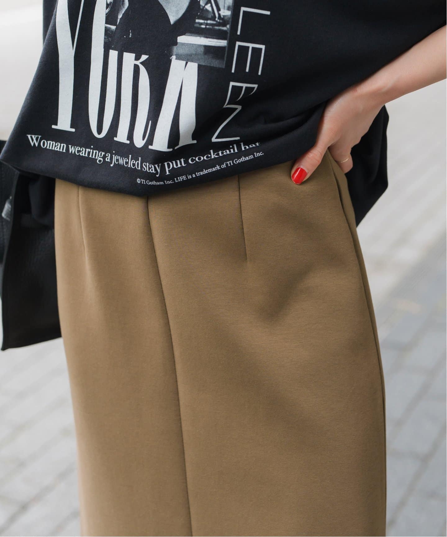☆25SS☆シアージャージーフレアスカートパンツ/RECTO☆ センタープリーツフレアスカート(1 BLACK): : ウィメンズ
