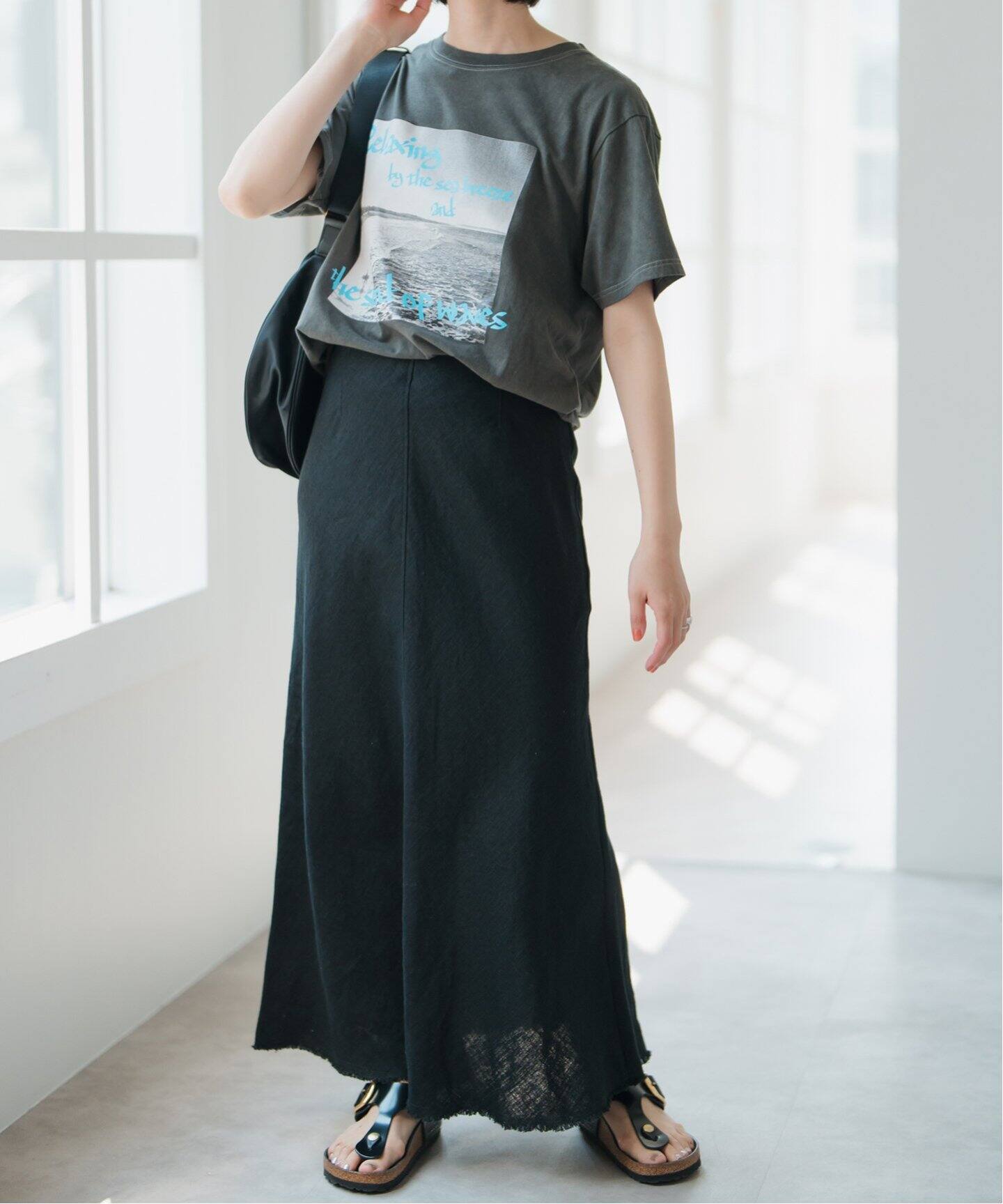 セザンヌ リネン素材 フレア ロング スカート 高身長 マキシ丈フレアスカート（セットアップ対応） （トール