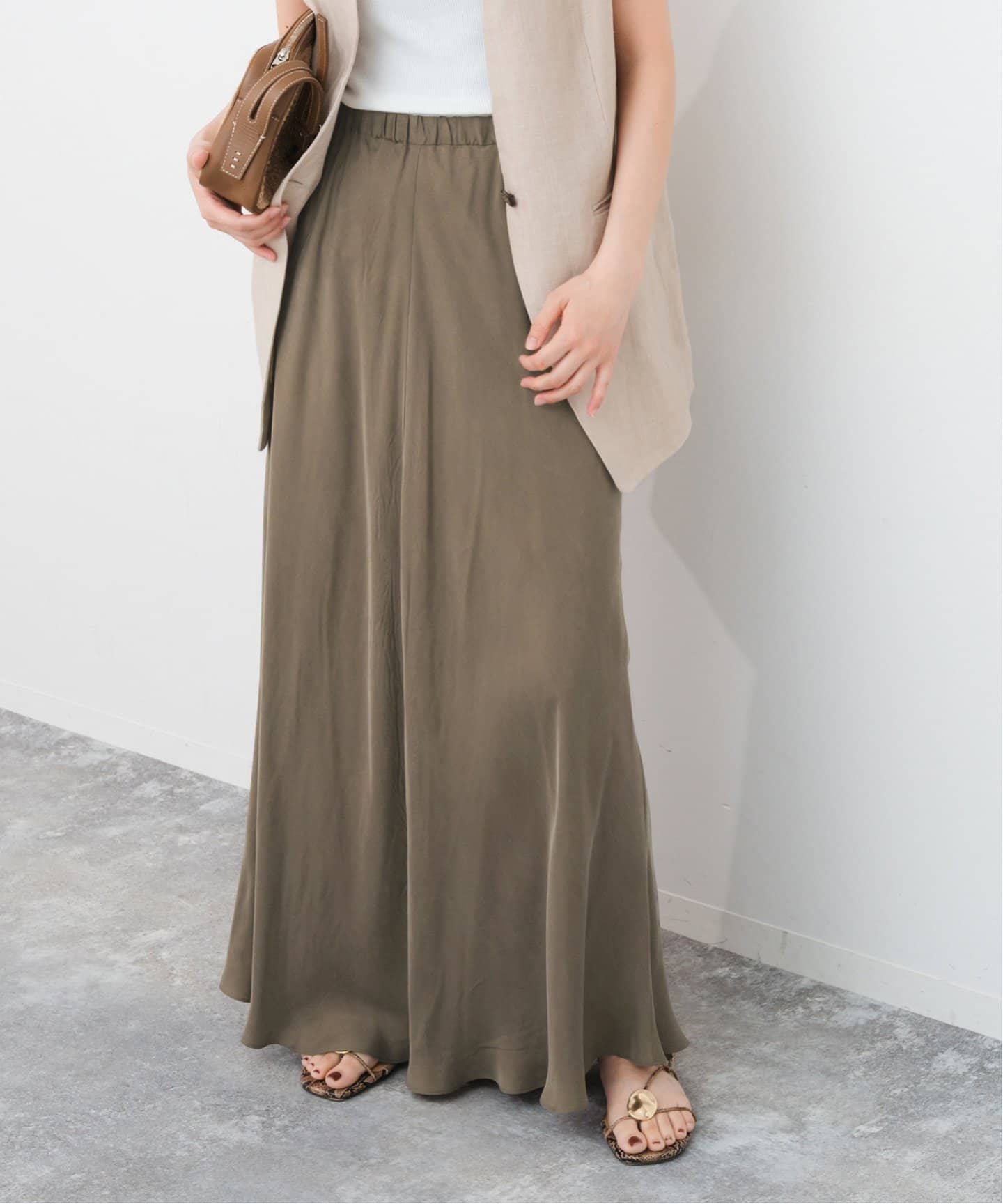 ウォッシャブルキュプラフレアスカート（ロング・マキシ丈