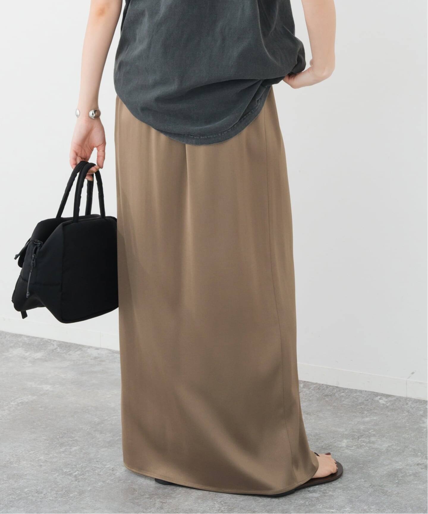 サテンイージースカート　spick&span 追加》サテンイージースカート（ロング・マキシ丈スカート