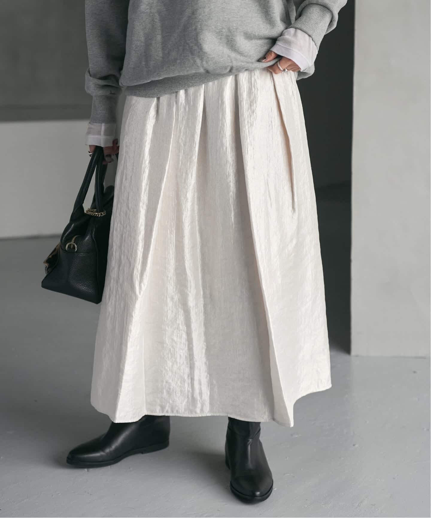 ヴィンテージライクタックフレアスカート（ロング・マキシ丈スカート