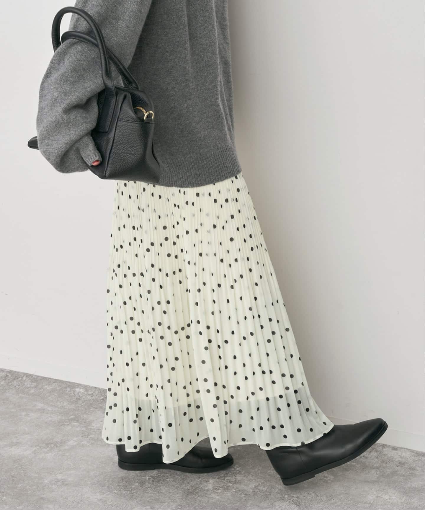 一部店舗+WEB限定》ドットプリーツイージースカート（ロング・マキシ丈