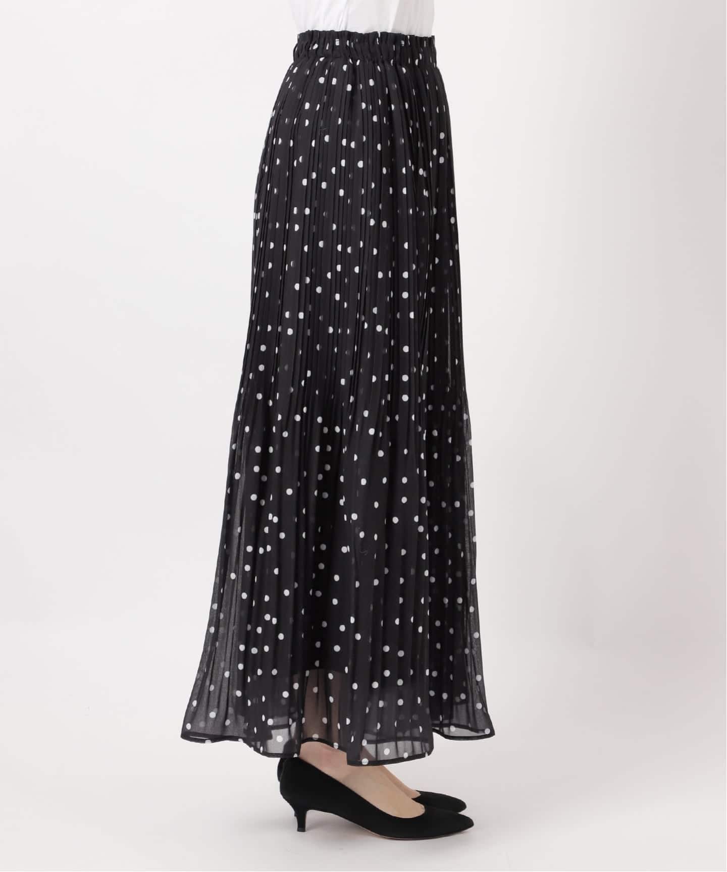 一部店舗+WEB限定》ドットプリーツイージースカート（ロング・マキシ丈