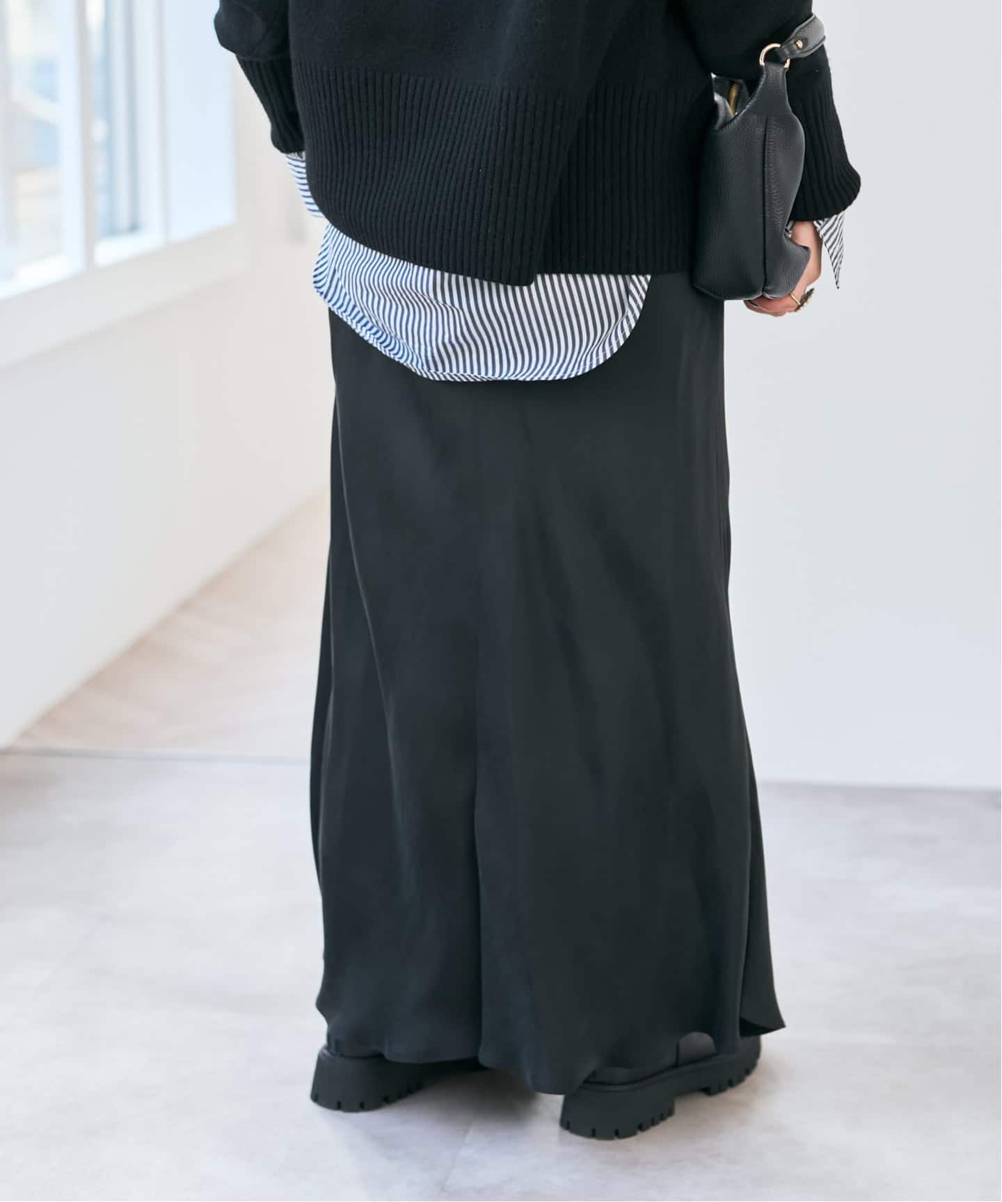 キュプラフィブリルサテンスカート（ロング・マキシ丈スカート