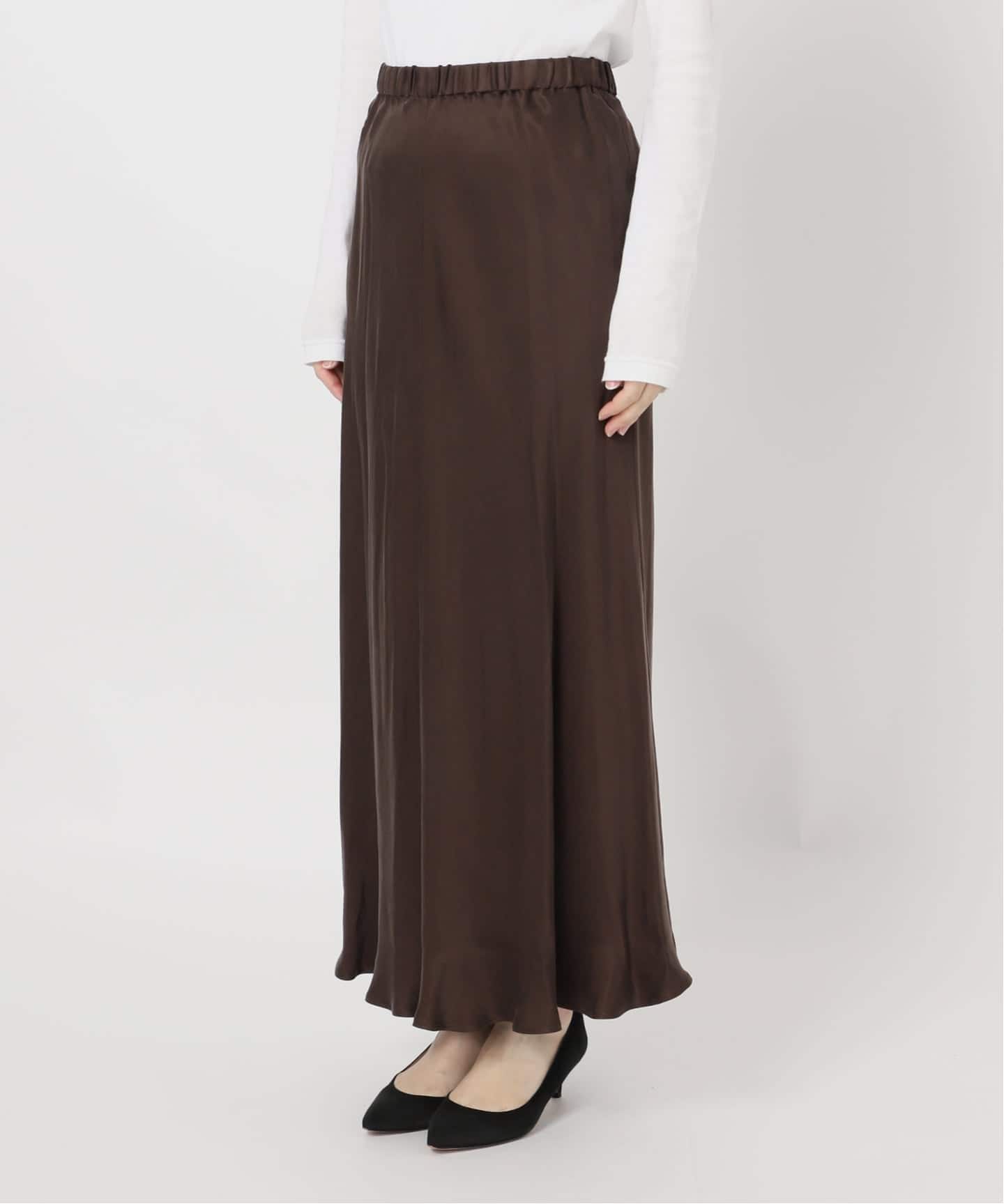 everyday i like キュプラ レーヨン スカート ブラウン Cu/R maxi skirt（スカート）｜EVERYDAY I LIKE.（エヴリディアイ
