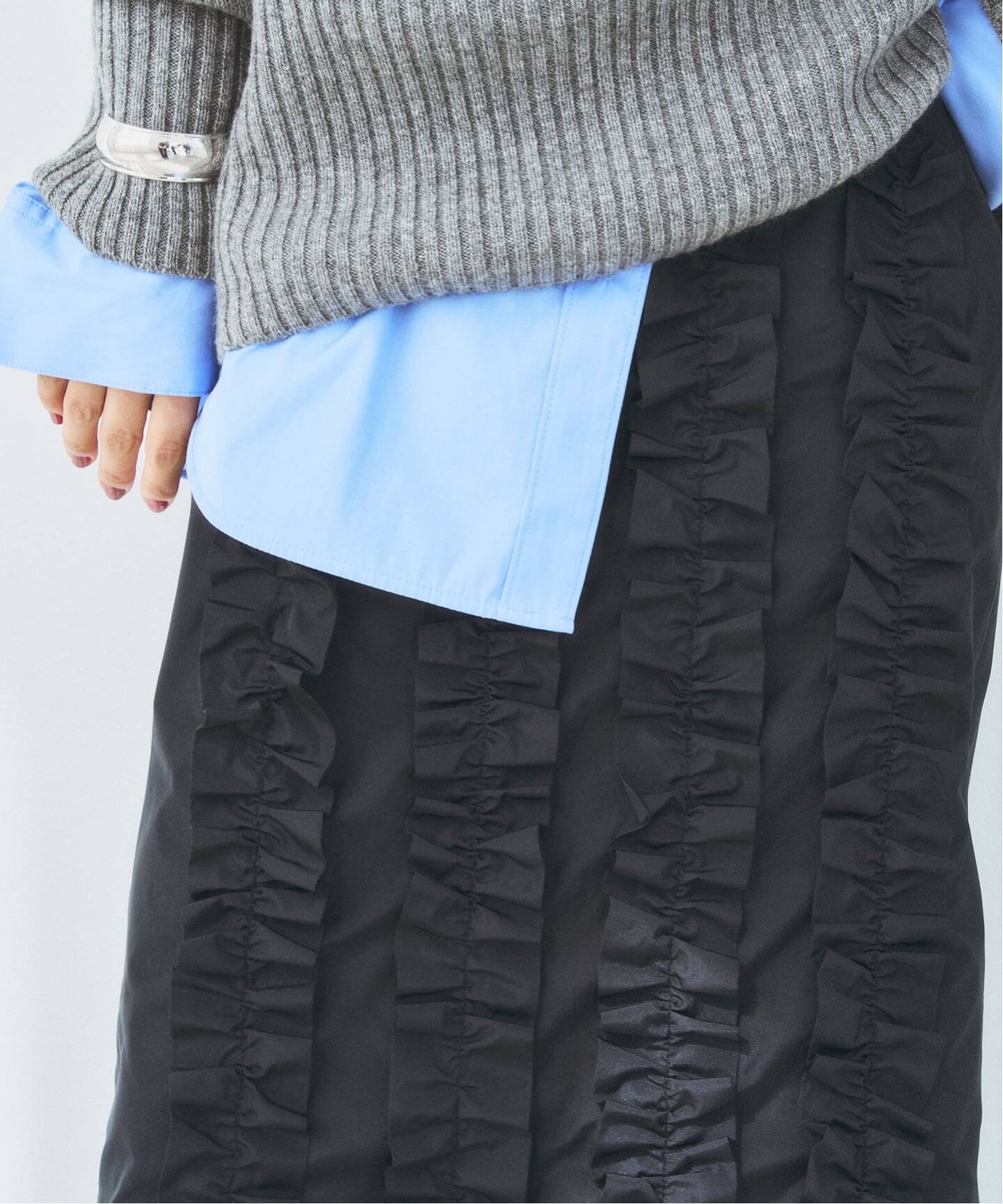 タフタフリルタイトスカート（ロング・マキシ丈スカート）｜HARDY NOIR