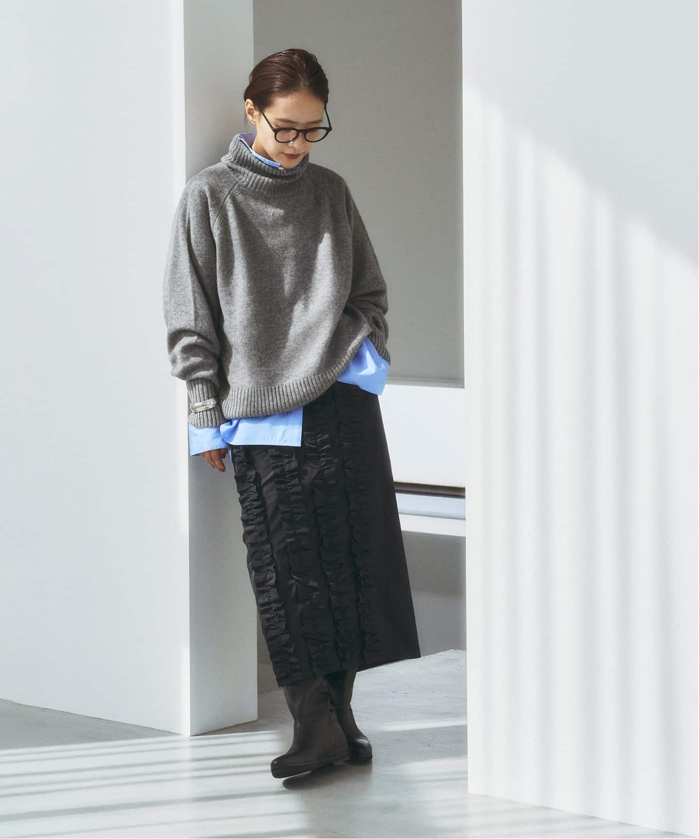 タフタフリルタイトスカート（ロング・マキシ丈スカート）｜HARDY NOIR