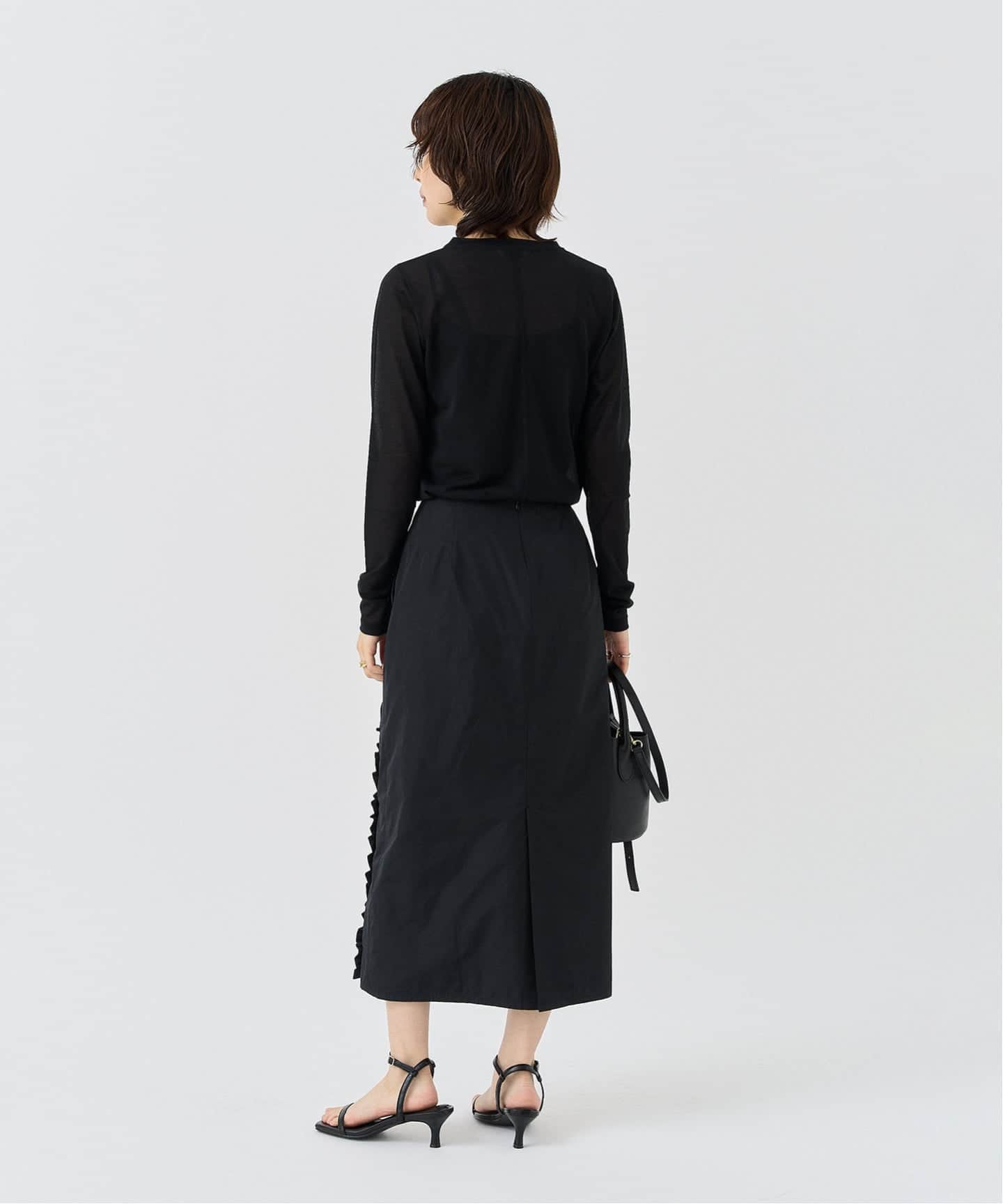 タフタフリルタイトスカート（ロング・マキシ丈スカート）｜HARDY NOIR